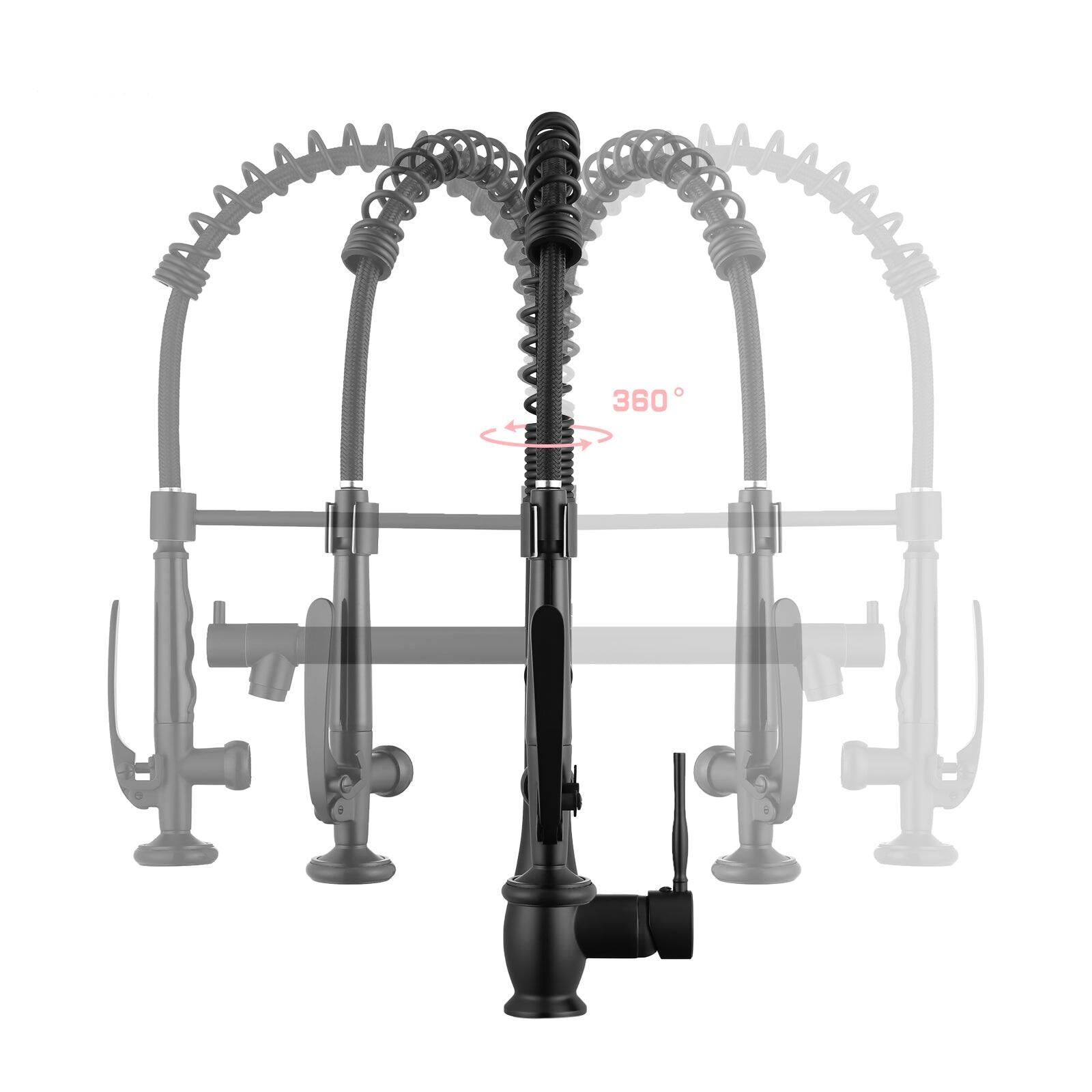 Alt View 10. Boyel Living - Matte Black Single Handle No Sensor Gooseneck Pull Down Sprayer Kitchen Faucet with Dual Function - Matte Black.