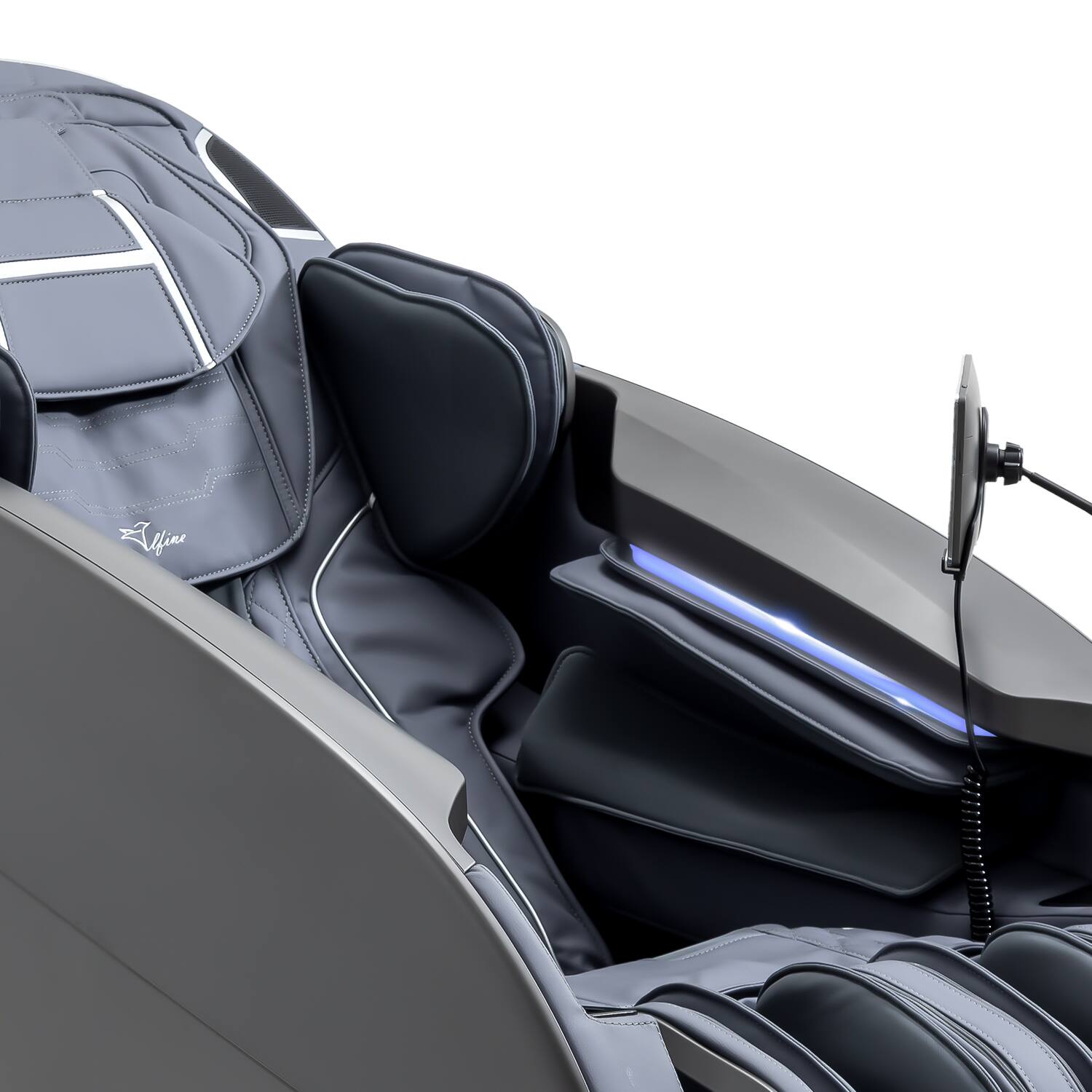 Back. MassaMax - Alfine A696 Theta 4D+ Sync Massage Chair,Black - Black.