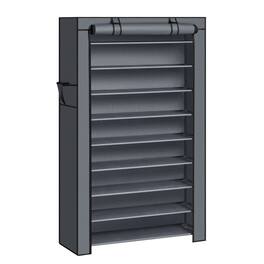 Songmics Home - 10-Tier Shoe Rack, Shoe Storage Organizer Cabinet with Dustproof Cover, Free-Standing, for Closet, Entryway - Gray