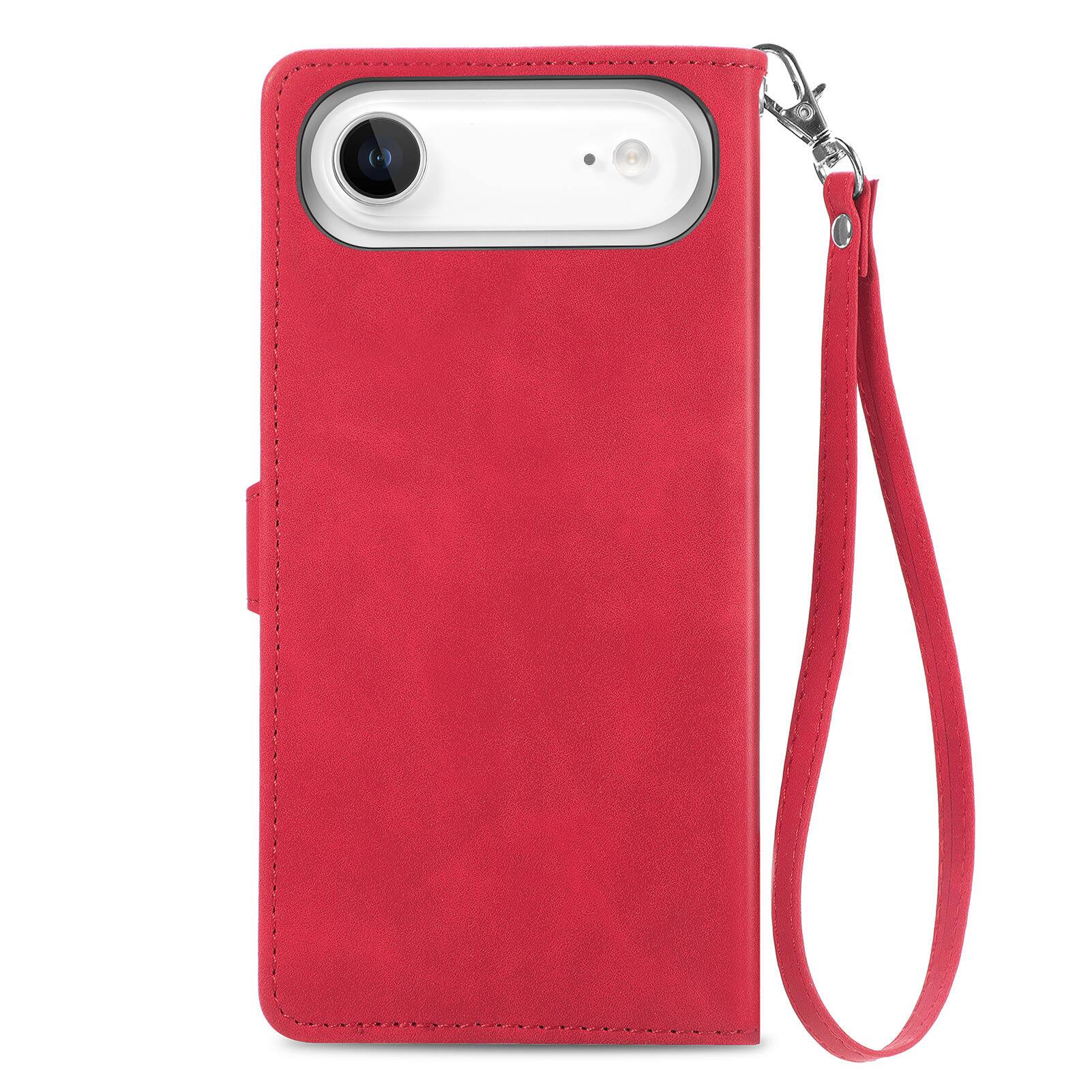 Alt View 1. Dteck - for Apple iPhone Air 2025 Wallet Case,Folio Shockproof PU Leather Card Holder Cover with Zipper Pocket & Wrist Strap - Red.
