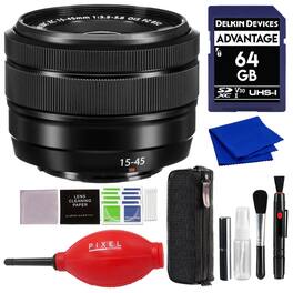 Fujifilm - XC 15-45mm f/3.5-5.6 OIS PZ Lens (Black) with Advance Accessories and Travel Bundle | Fuji XC 15-45mm - Black