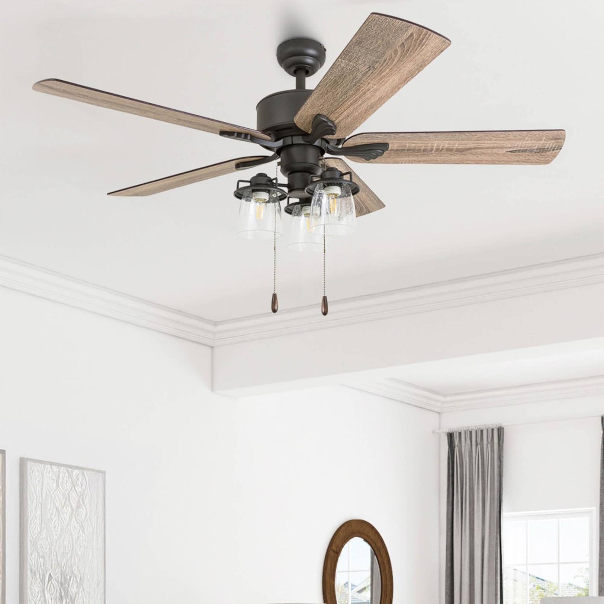 Alt View 8. Prominence Home - Prominence Home River Run 52" Indoor Ceiling Fan with Light, Pull Chain, Bronze - Bronze.