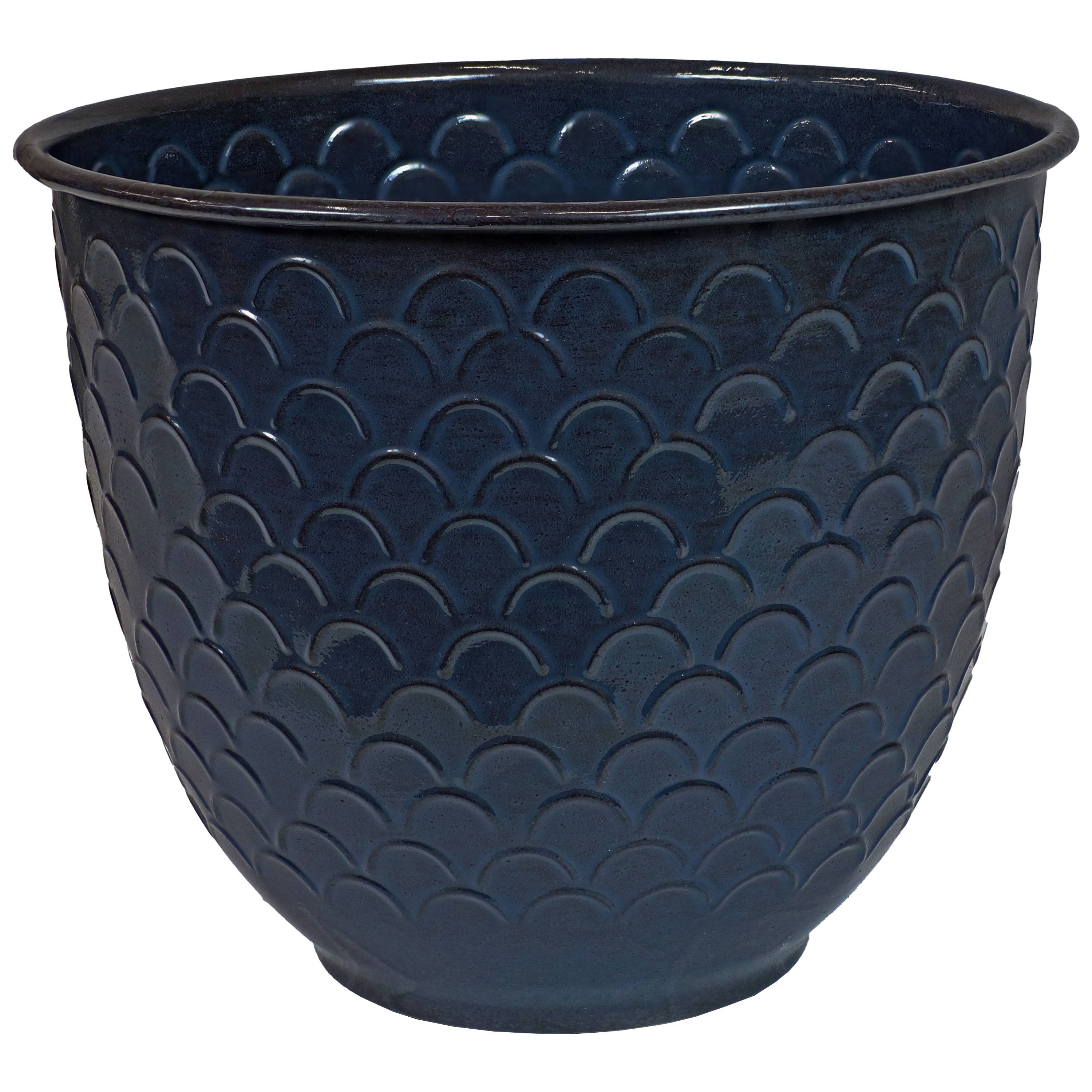 Alt View 5. Sunnydaze - Dinah Metal Planter - 12.5 in - Set of 4 - Navy Glaze.