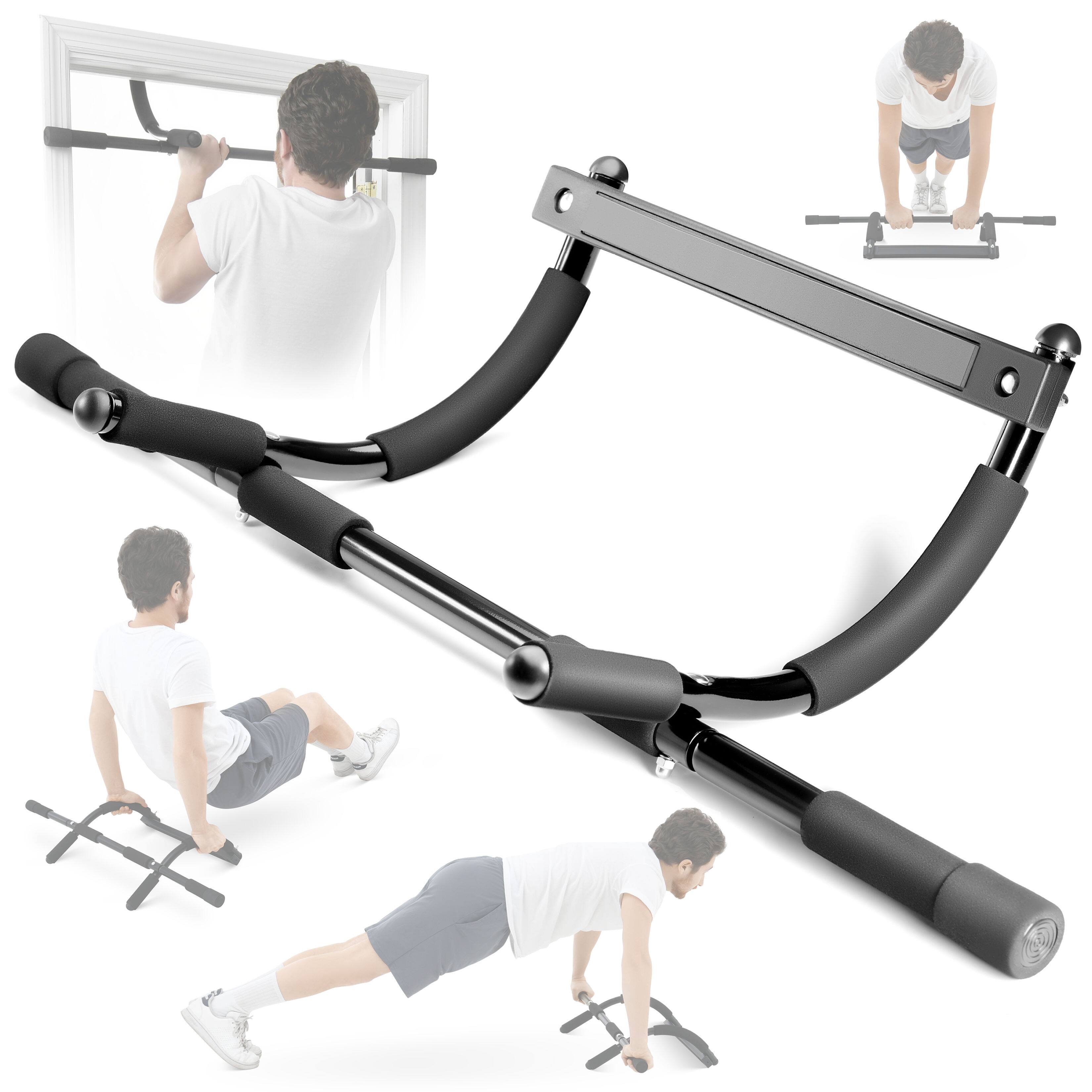 Alt View 4. Home It - Pull Up Bar Chin Up Heavy-Duty Fitness Home Gym Exercise Bar with Foam Pads - 32 Inches Up to Doorway - Black.