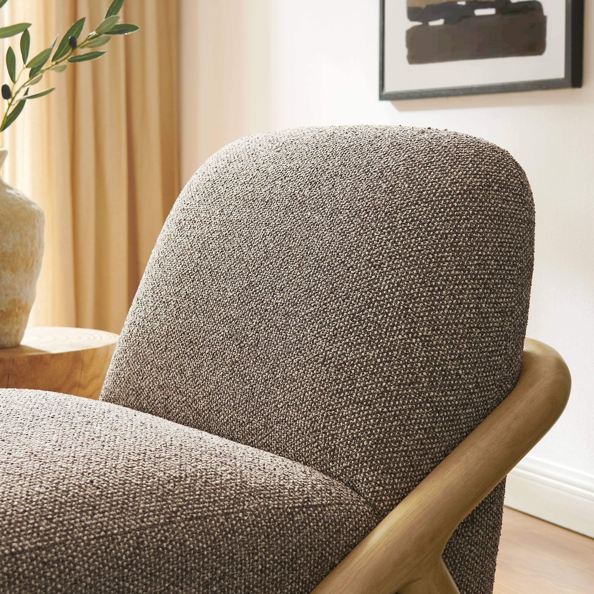 Alt View 1. Modway - Vander Textured Fabric Accent Chair by Modway - Chestnut Earth.