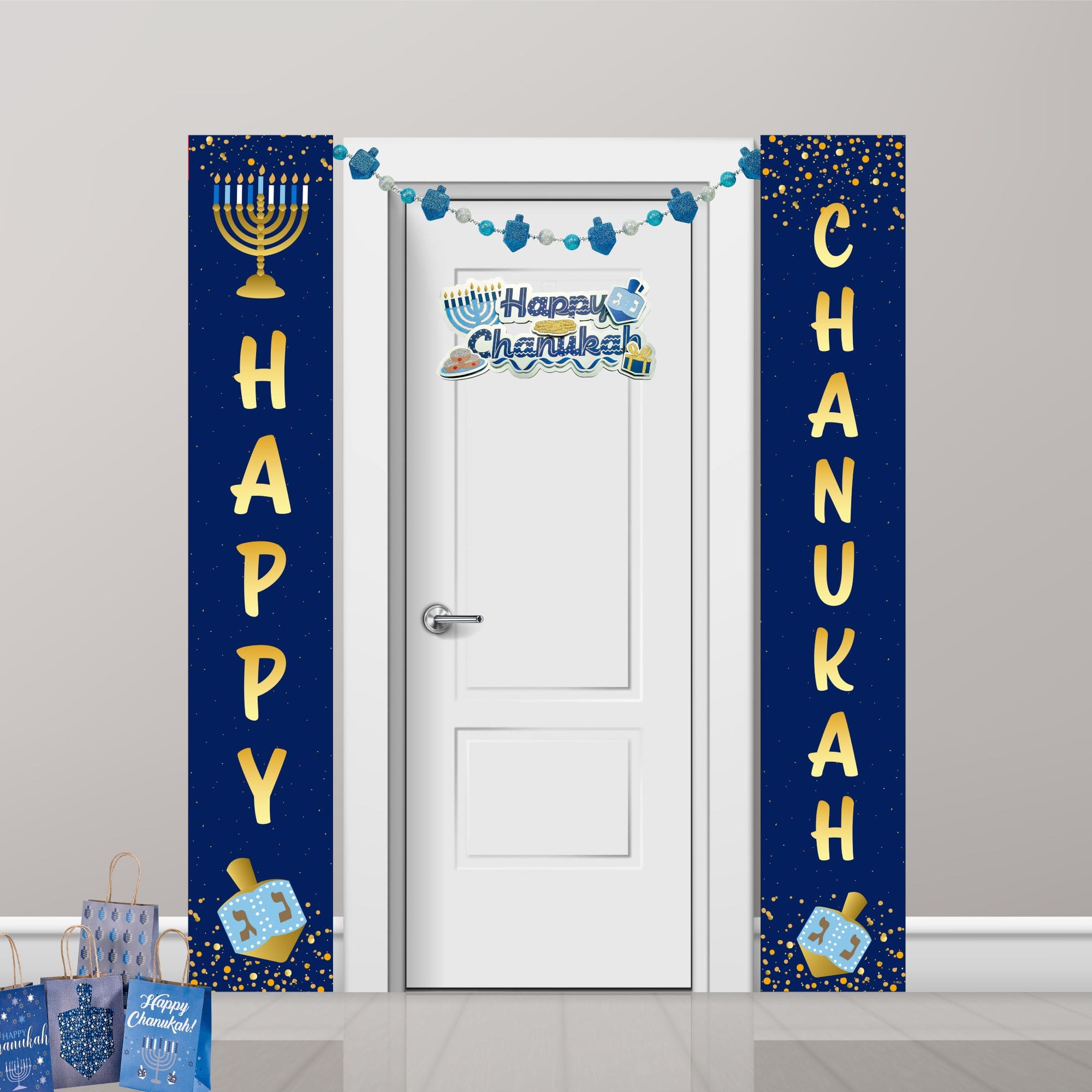 Rite Lite - Happy Chanukah Door Banner - 70" - and Gold - Blue