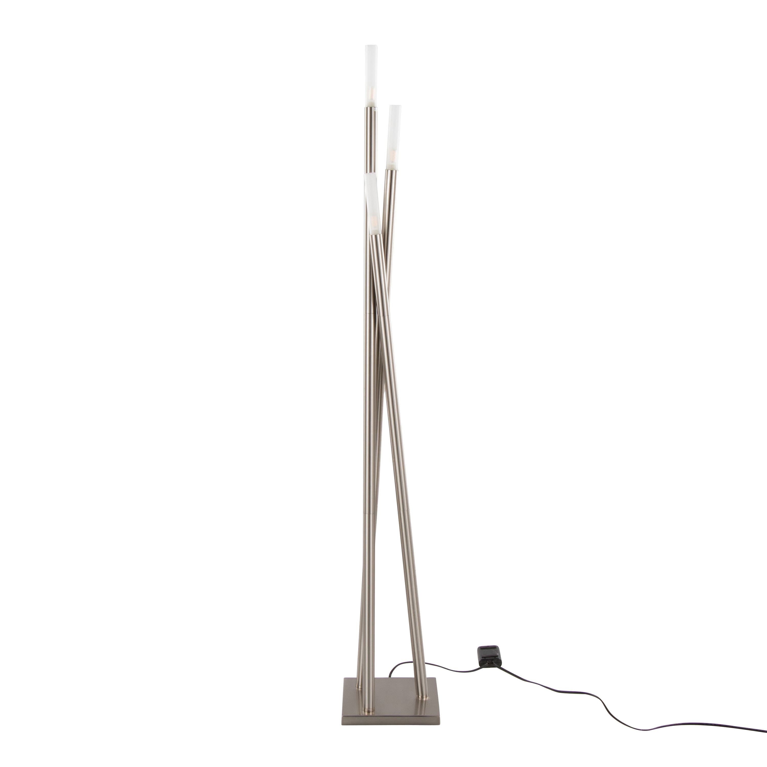 Loheer - 67 Inch Icicle Contemporary Floor Lamp Modern Standing Lamp for Living Room and Bedroom - Brushed Nickel