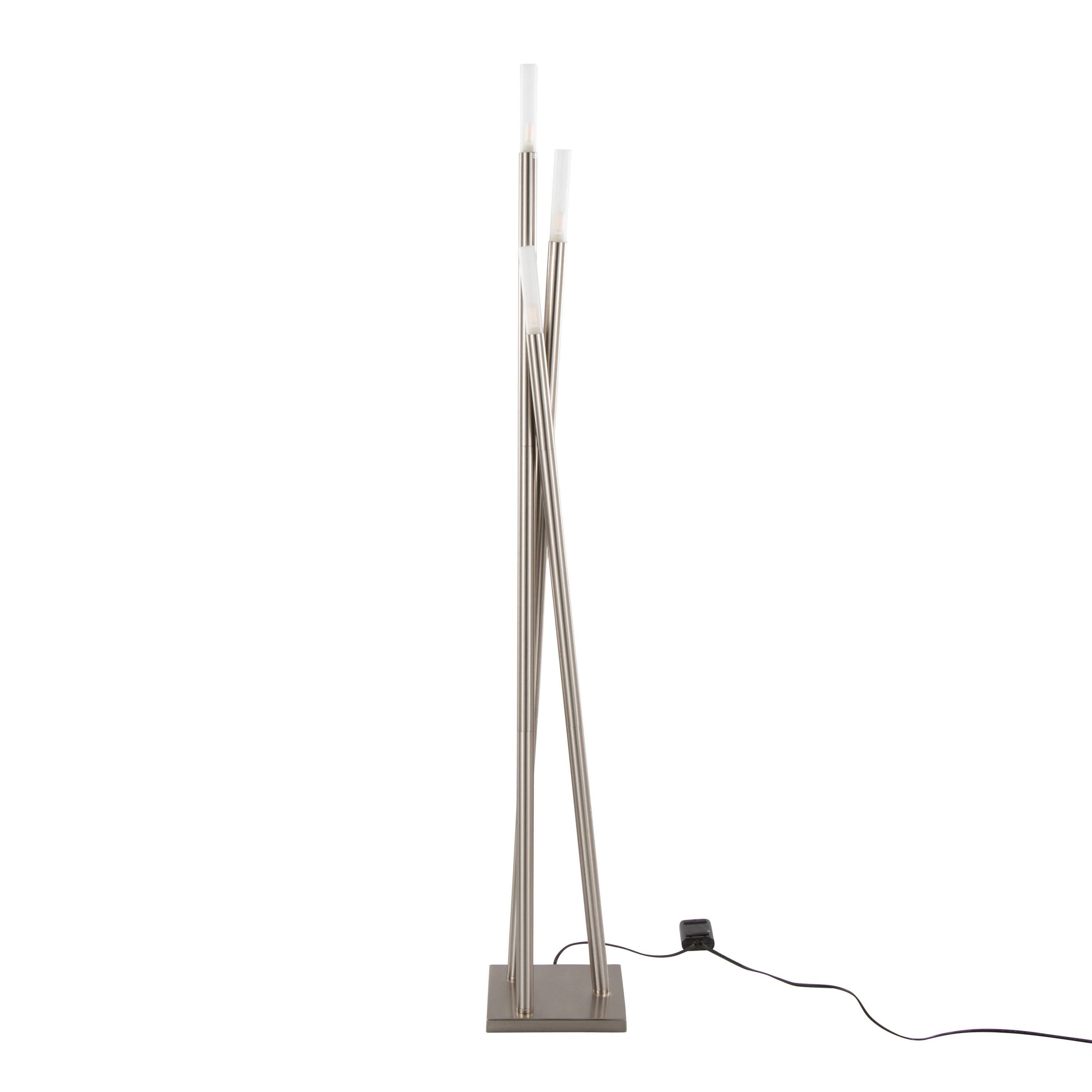 Front. Loheer - Loheer 67 Inch Icicle Contemporary Floor Lamp Brushed Nickel Modern Standing Lamp for Living Room and Bedroom - Brushed Nickel.