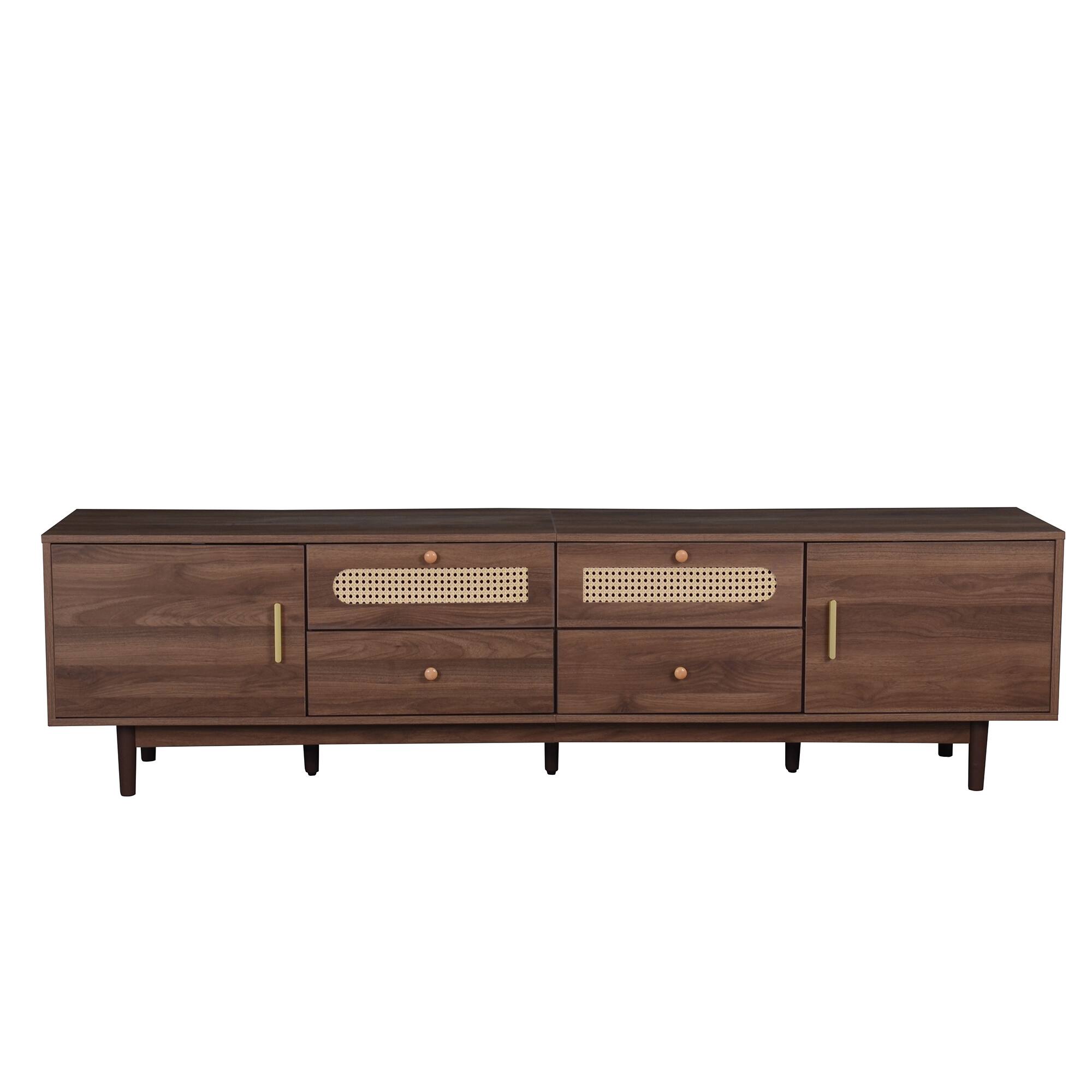 Angle. Spaco - Spaco Modern Chic 76" TV Stand for 85" TVs with Drawers and Storage, for Living Room, Bedroom Entertainment Center - Dark Brown.
