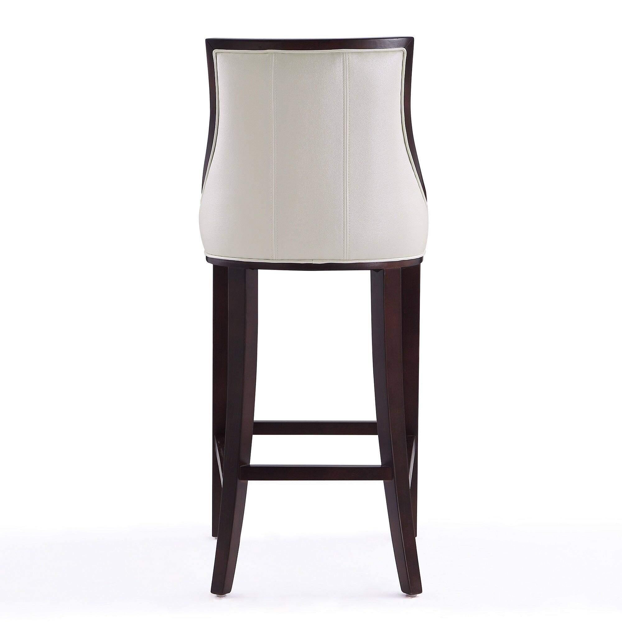 Alt View 3. Manhattan Comfort - Fifth Avenue Traditional Wood Upholstered Barstool - Pearl White.