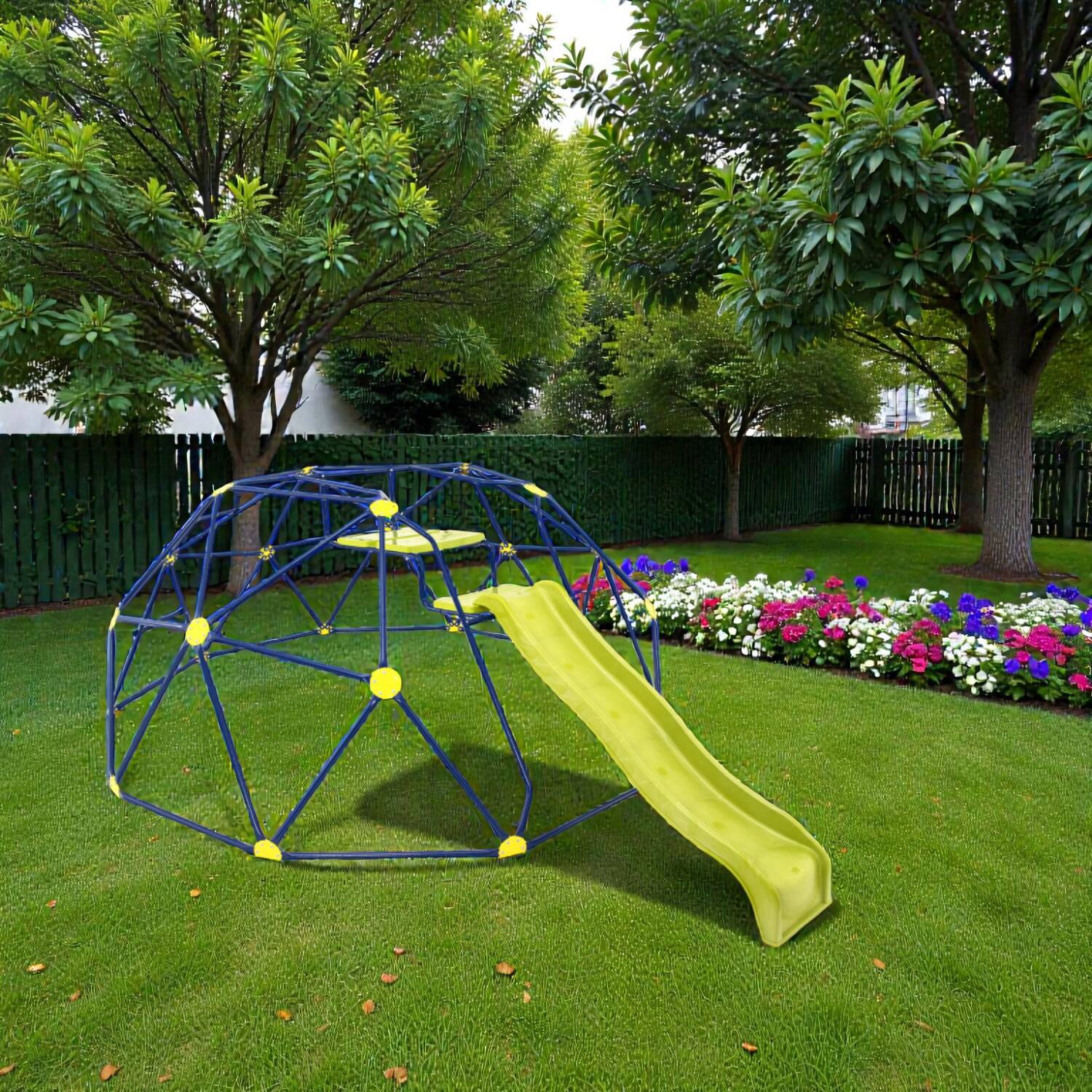 BreeBe - 13.3 FT Geodesic Climbing Dome with Long Wavy Slide and Dual Platforms - Multicolor price history on PriceWatchPro