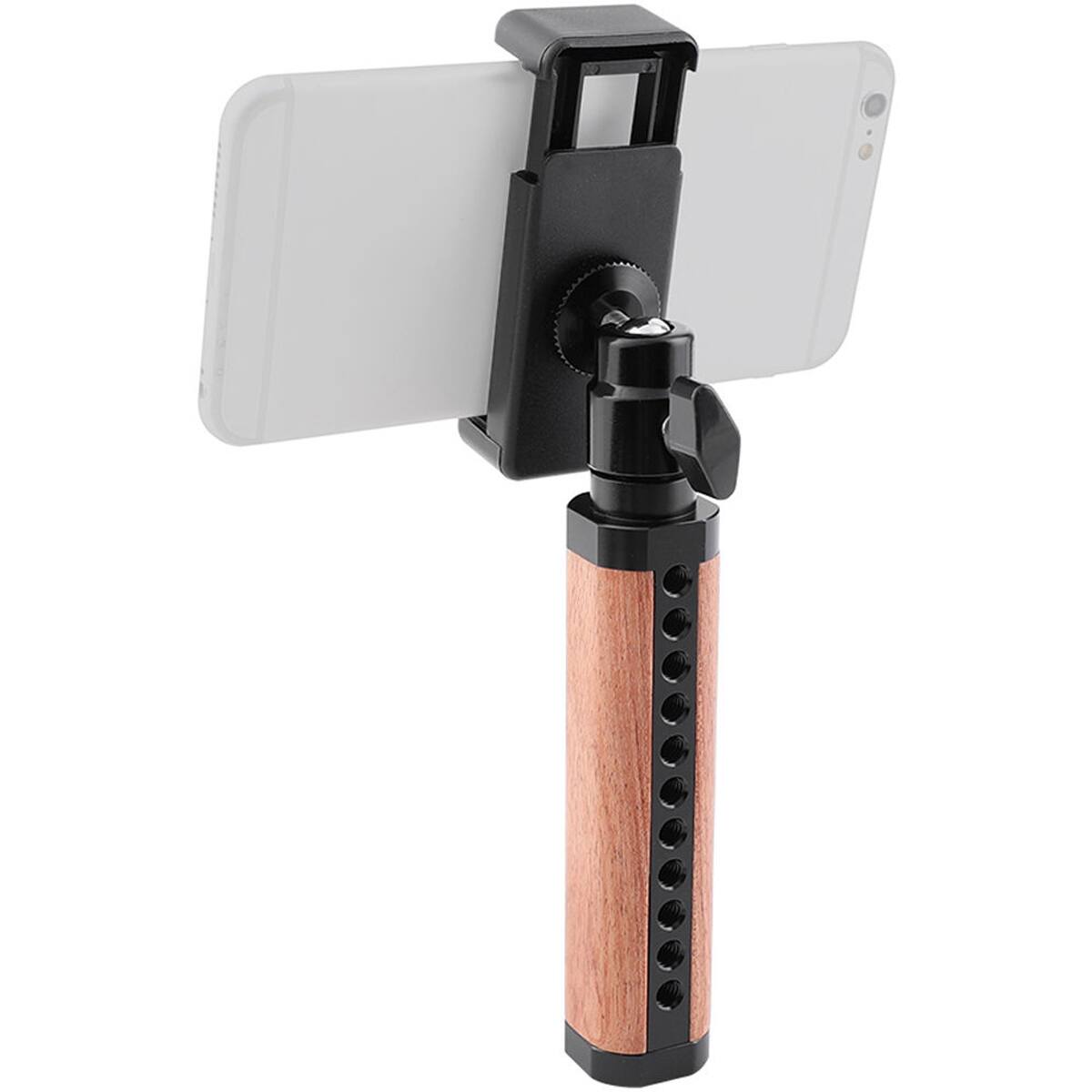 Alt View 4. CAMVATE - CAMVATE Wooden Handle Grip with Adjustable Smartphone Clip & Mini Ball Head Mount.