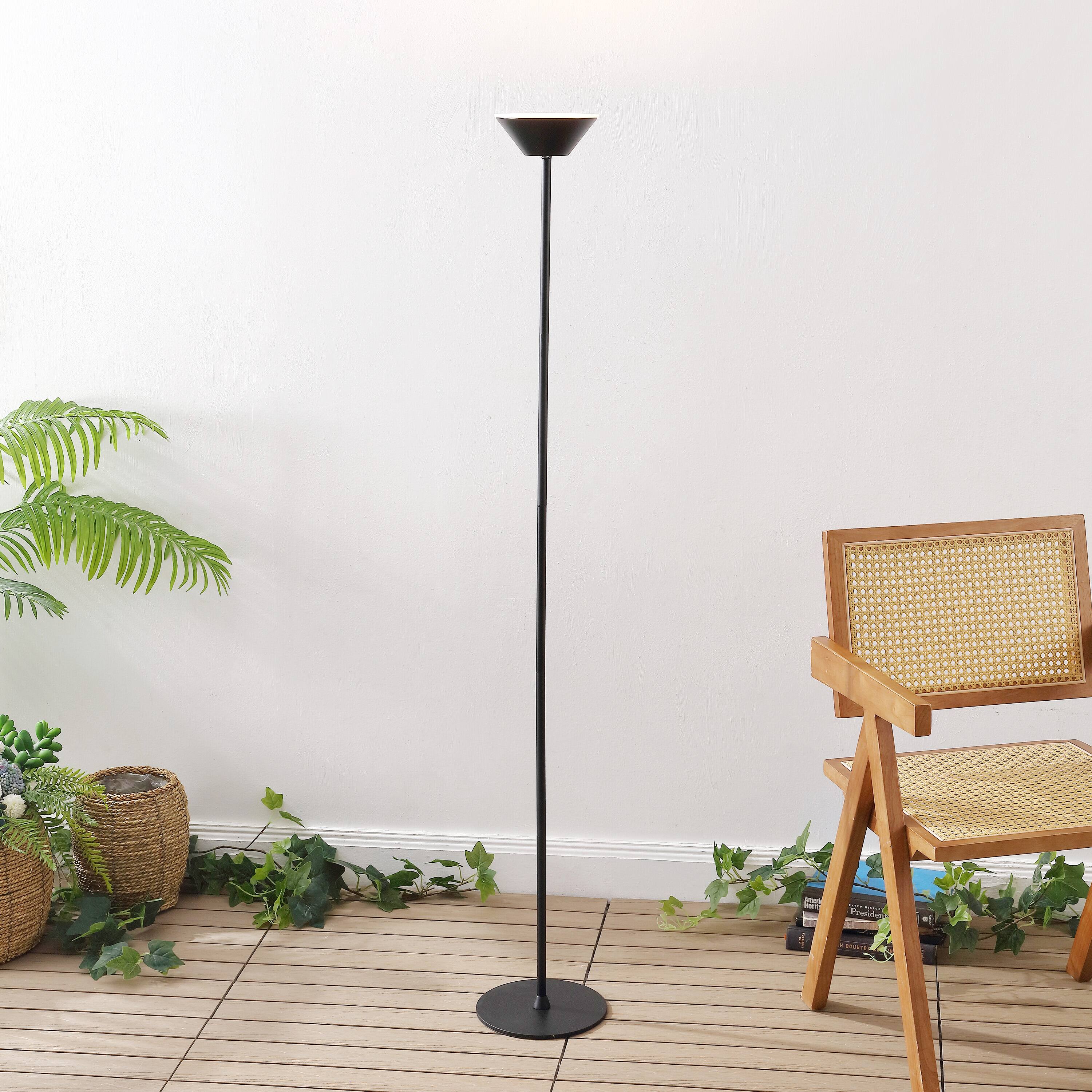 Alt View 1. Jonathan Y - Elias 59" Torchiere Metal Adjustable Rechargeable Integrated Portable Sensor Dimmable Indoor/Outdoor Floor Lamp, Black - Black.