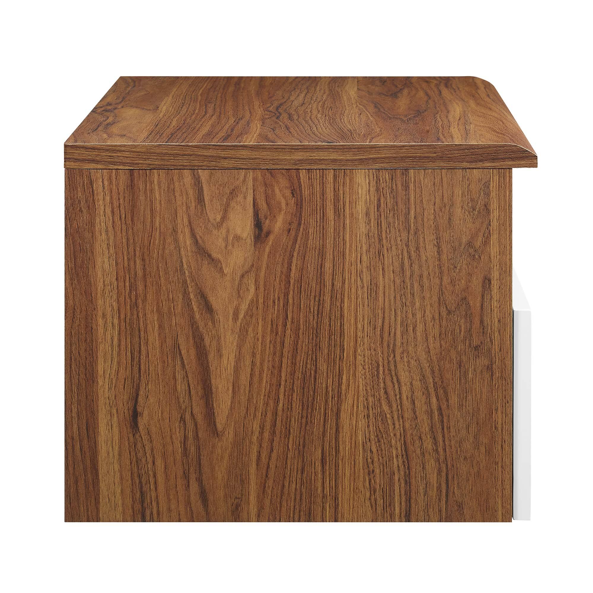 Alt View 2. Modway - Envision Wall Mount Nightstand by Modway - Walnut White.