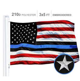 G128 - Blue Lives Matter Flag 210D Embroidered Polyester 3x5 Ft - Assorted Colors