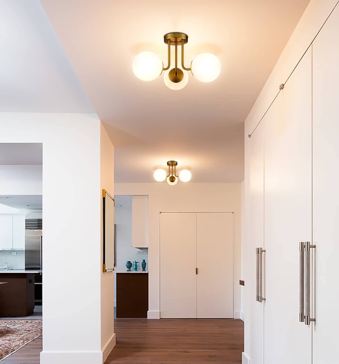 Alt View 4. MOOSE - Modern Globe Ceiling Light - 3 Light - Gold.