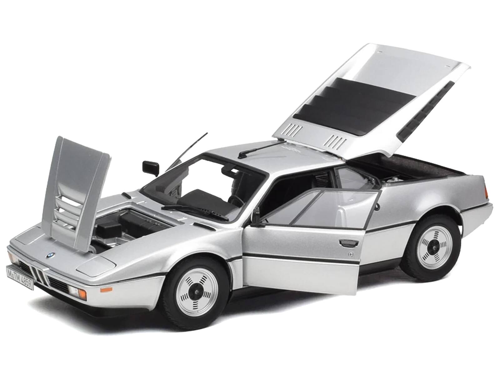 Angle. Norev - 1980 BMW M1 Silver Metallic 1/18 Diecast Model Car by Norev - Silver Metallic.