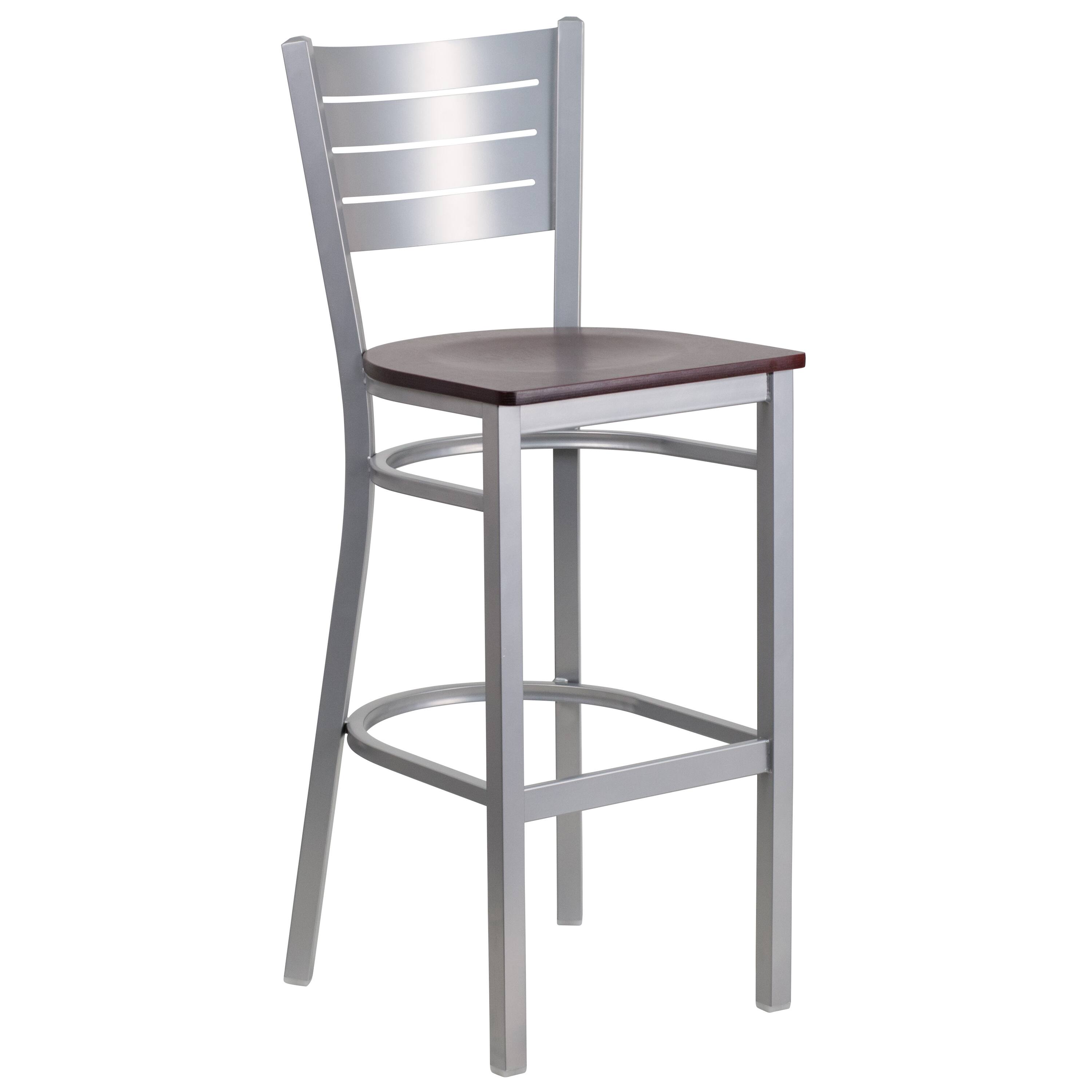 Mahogany Wood Seat/Silver Frame