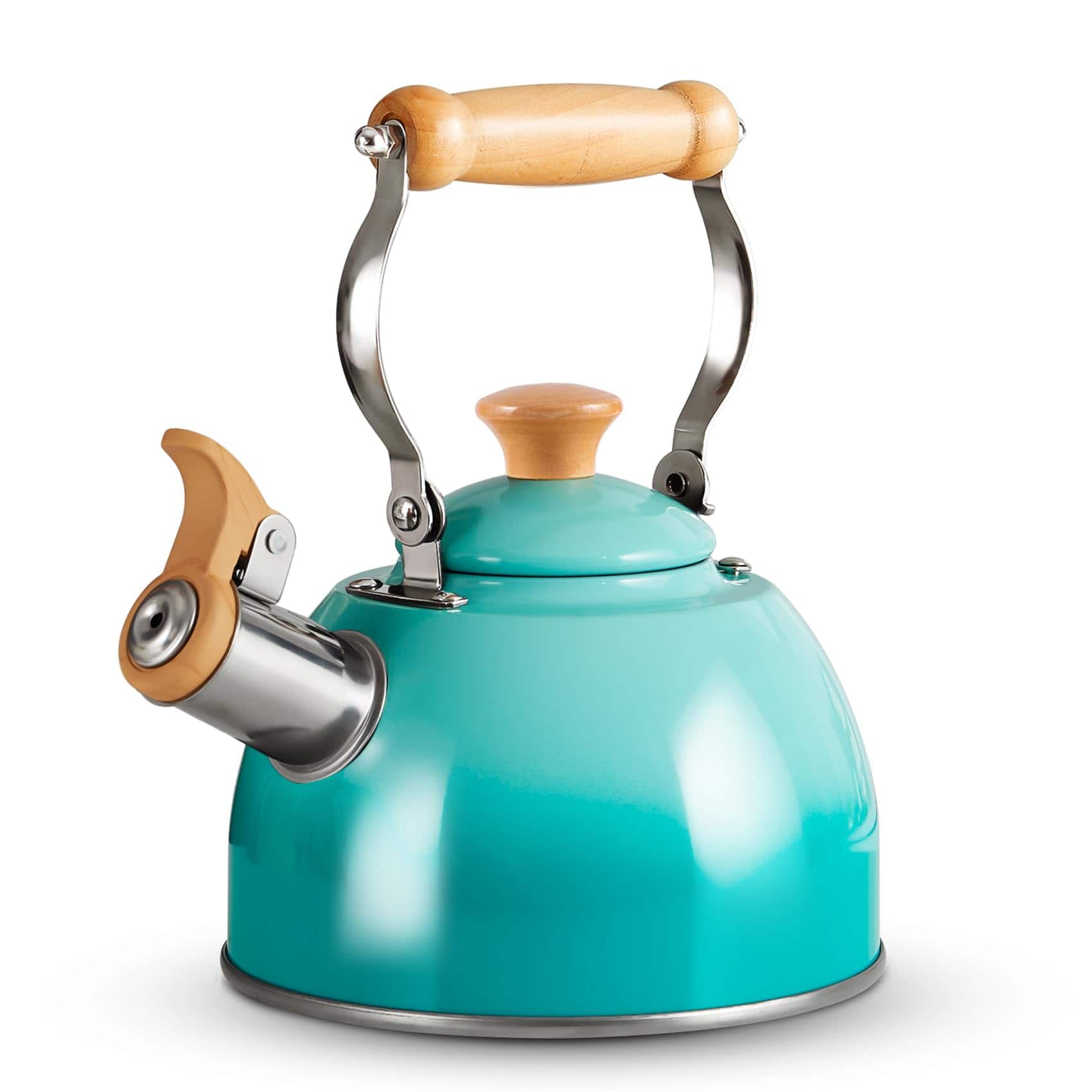 PARKER SLATER - Tea Kettle Pot With Cool Touch Handle Teapot Food Grade Stainless Steel Stovetop Whistling Small Kettles 1.5 Quart - Gradient Green(1.6QT)