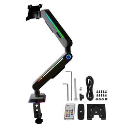 Topteng - Gaming Monitor Arm for 17"-32" Screens – RGB Lighting, 19.8 lbs Capacity, Full Motion Adjustment, Fit for Gaming Setup - Black