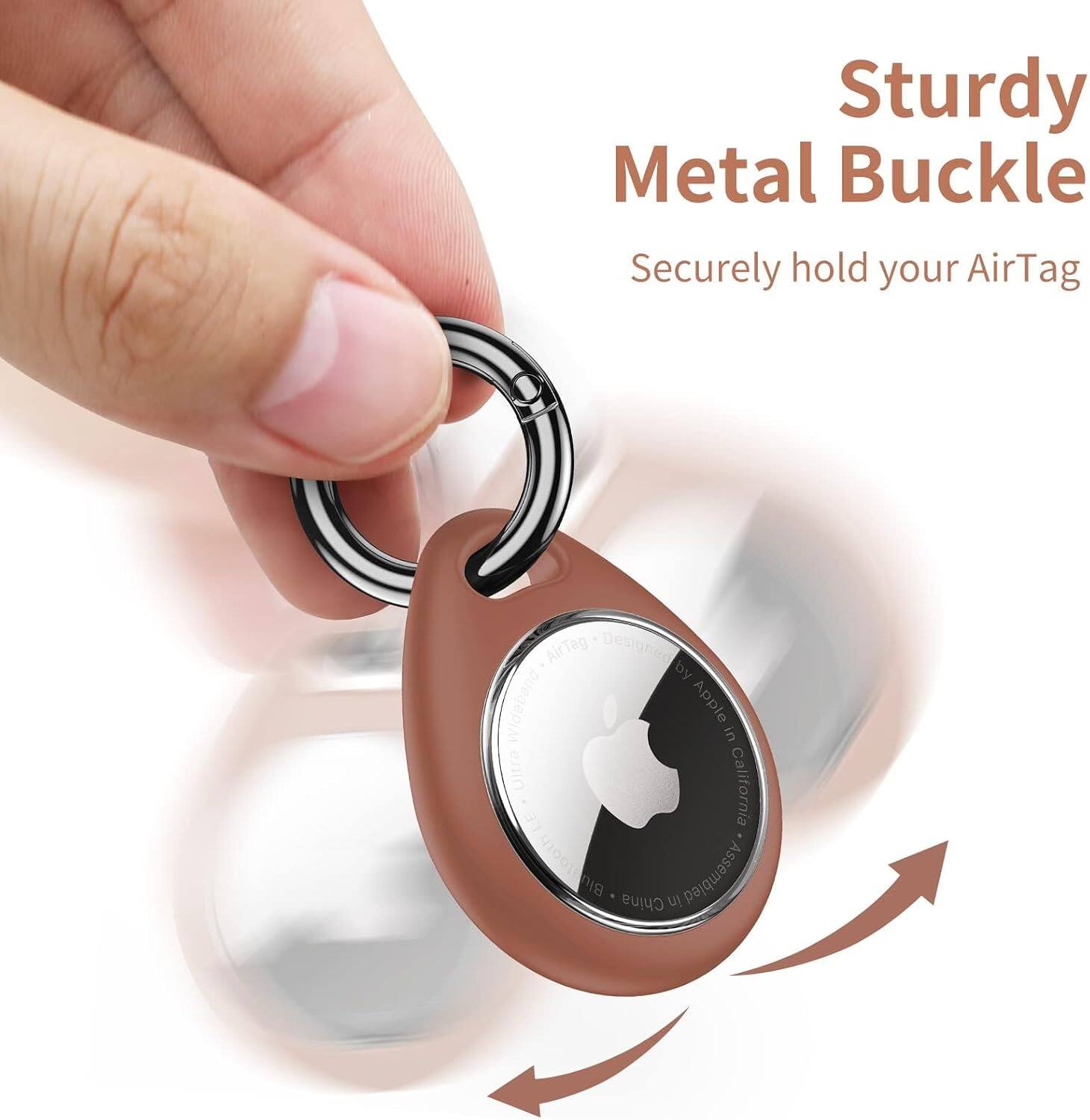 Sturdy Metal Buckle Securely hold your AirTag

AirTag Designed by Wideband Apple in Ultra California Bluetooth Blu China in Assembled