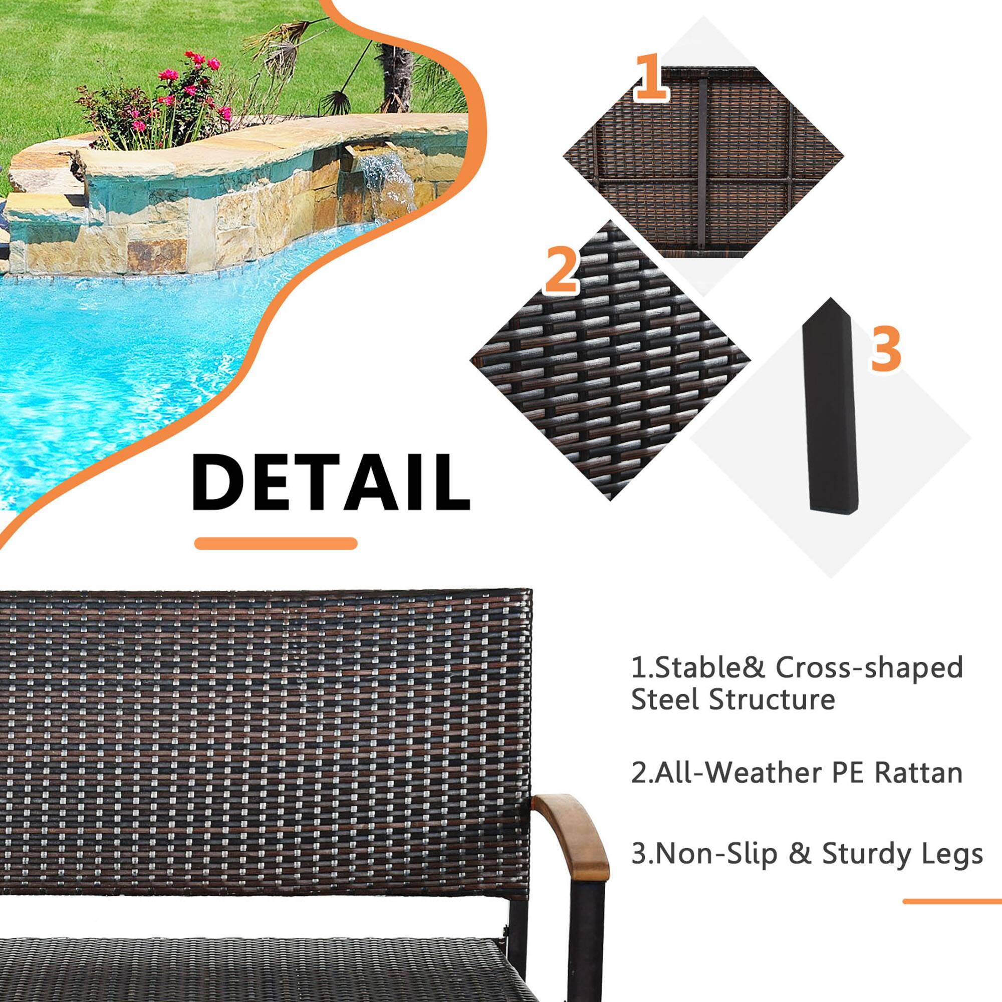 1. Stable & Cross-shaped Steel Structure  
2. All-Weather PE Rattan  
3. Non-Slip & Sturdy Legs