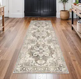 FINEAK - Washable Non-Slip Hallway Runner Rug-Soft & Durable 2x6 - Beige