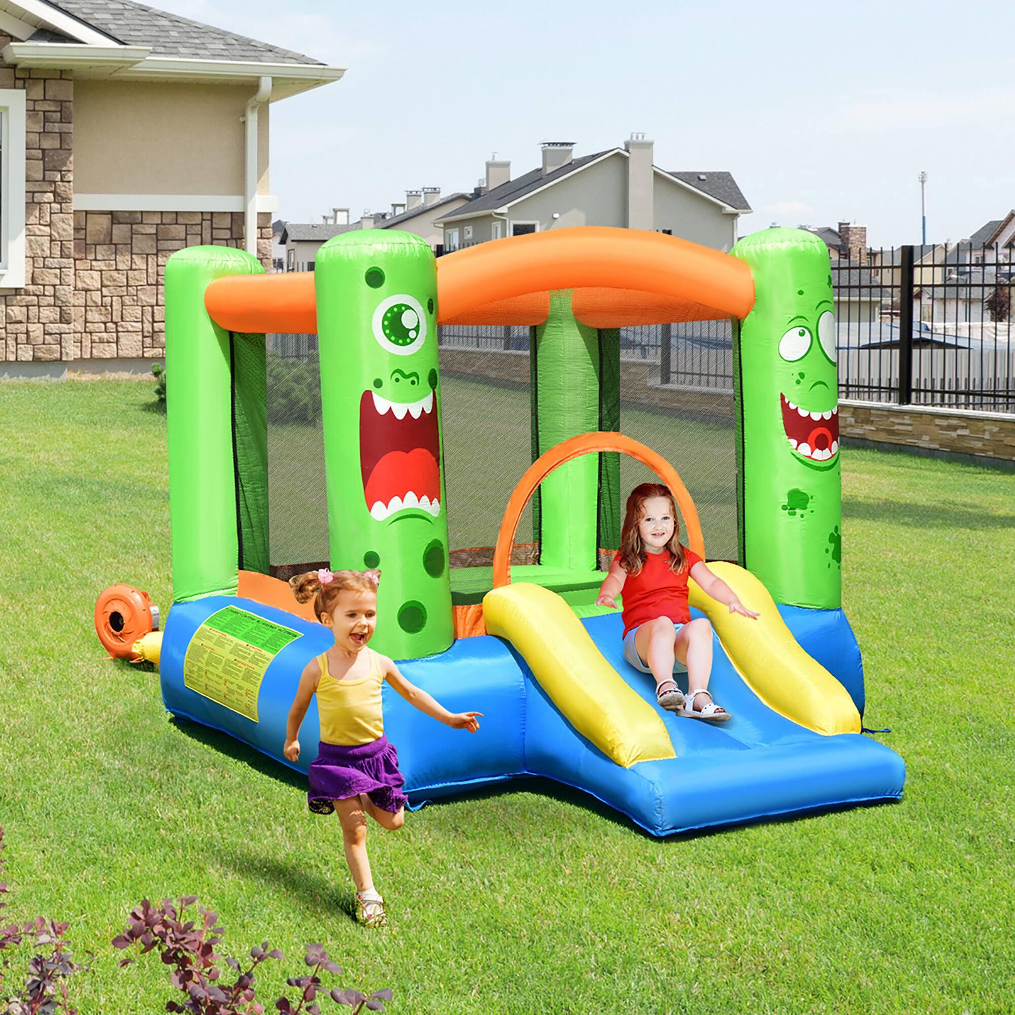 Alt View 1. Costway - Costway Inflatable Bounce House Jumper Castle Kids Playhouse with 550W Blower - Multicolor.