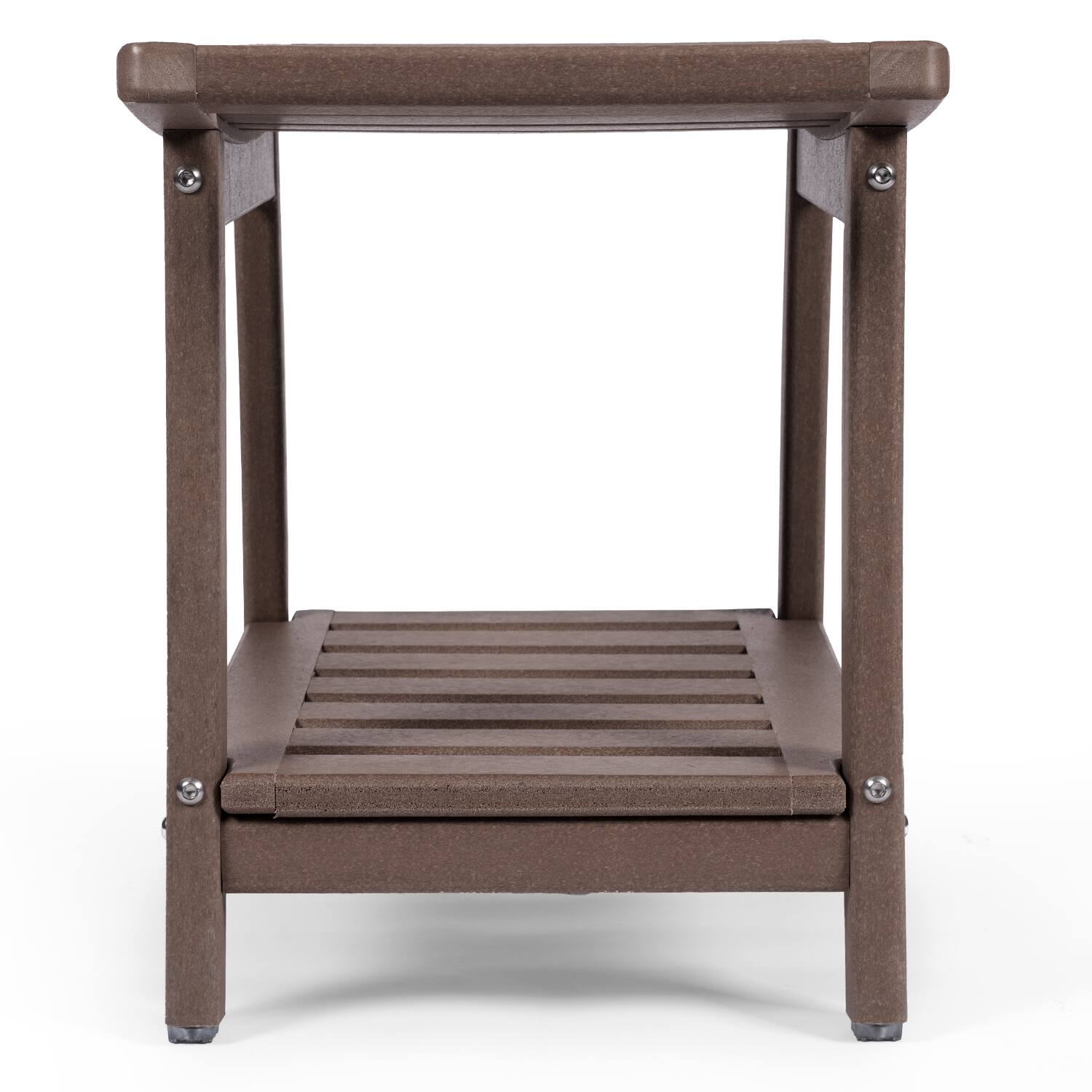 Left. FODINGHILL - HDPE Shower Bench with Storage & Handles, Indoor Outdoor Use - Dark Brown.