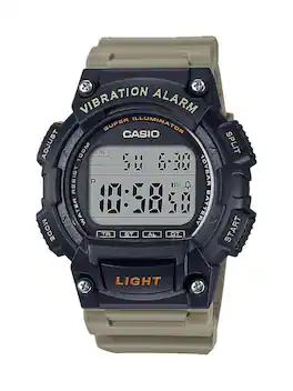 Casio - Men's Black Shock-Resistant Digital Sport Watch with Tan Band - W-736H-5AVCF - Brown
