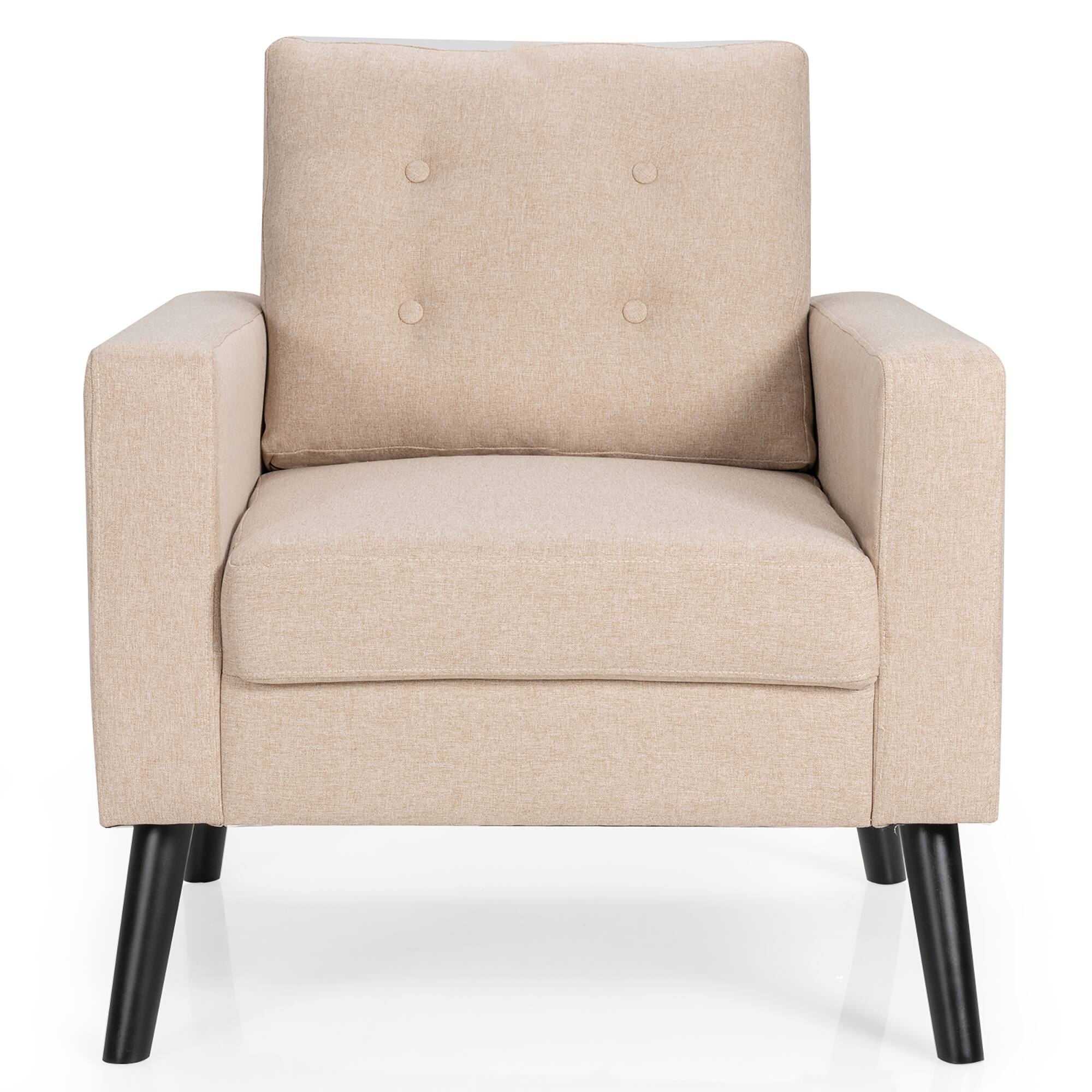 Alt View 16. Costway - Modern Accent Upholstered Single Sofa Chair with 2-Side Pockets - Beige.