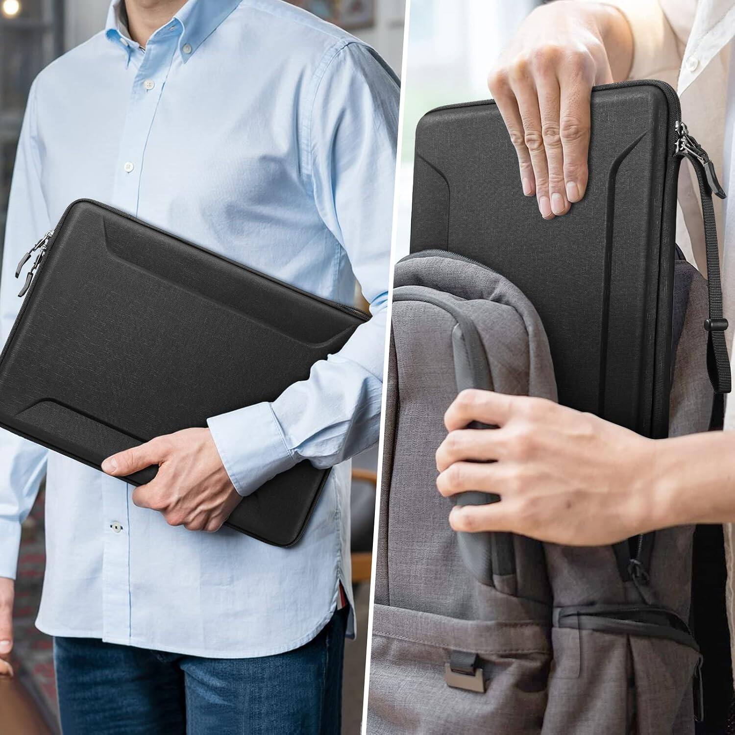 Alt View 3. Fintie - 13-14 Inch Sleeve Case for MacBook Neo 13'', MacBook Air 13.6'', MacBook Pro 14'', Shockproof EVA Carrying Laptop Bag - Black.