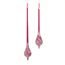 BreeBe - Irredescent Glass Drop Ornament (Set of 6) - Red, Silver