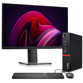 Lenovo - Refurbished Excellent - Thinkcentre M715Q Tiny Desktop PC - AMD Ryzen 5 2400GE - 16GB DDR4 Ram - 512GB SSD - Wi-Fi - 24" LED - KB & M - Win11 - Black