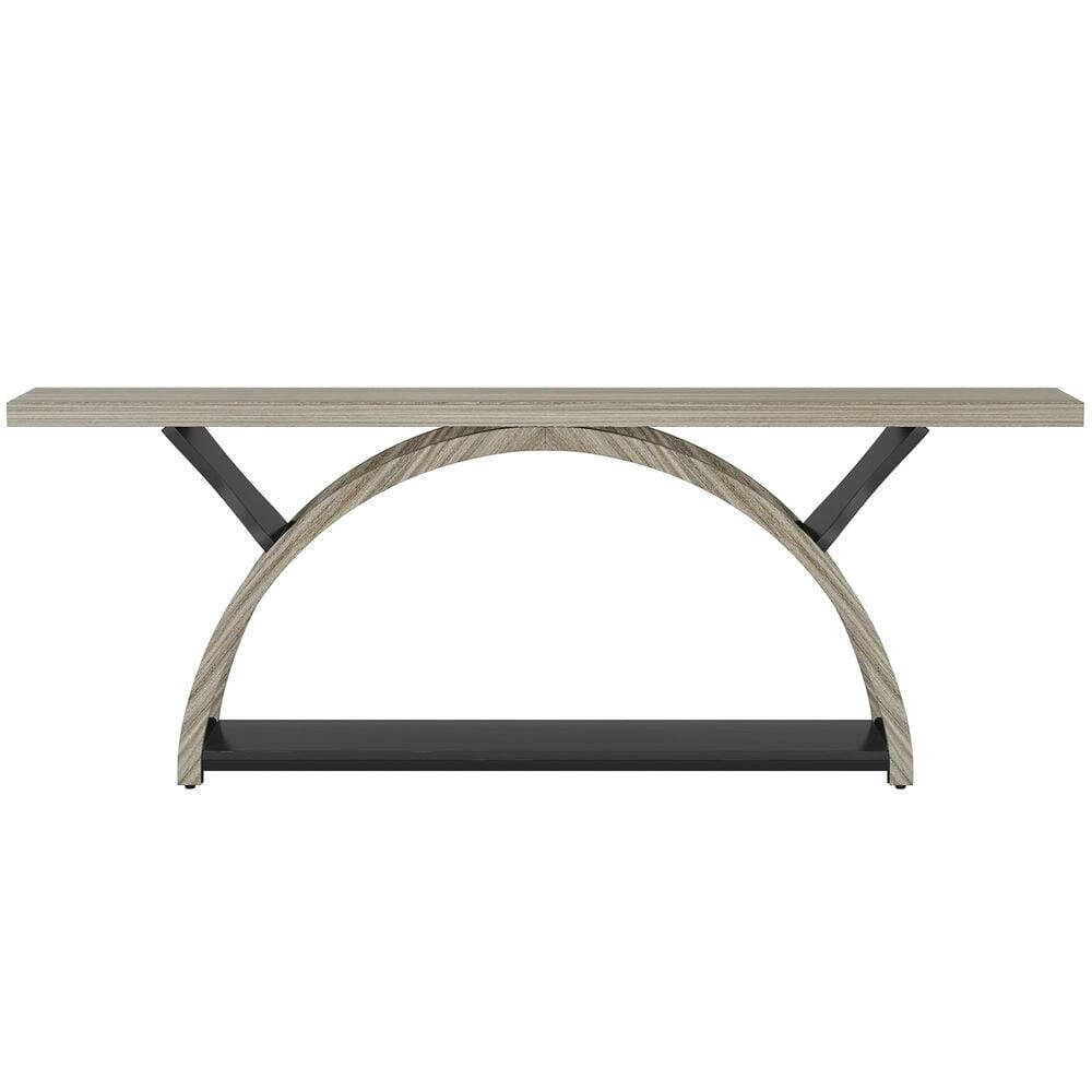 Alt View 1. Kadyn - Entryway Table, Console Sofa Table,2-Tier Console Table, 70.9" Entryway Table with Half Moon Frame,Grey - Gray.