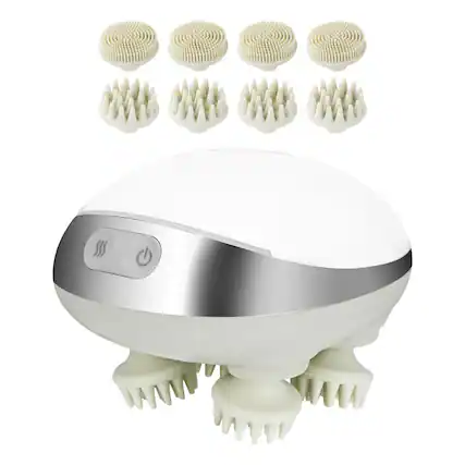 Front. Glintex - Electric Scalp Massager Waterproof Portable Rechargeable Kneading Head Massager for Stress Relief and Hair Care - Elegant White.