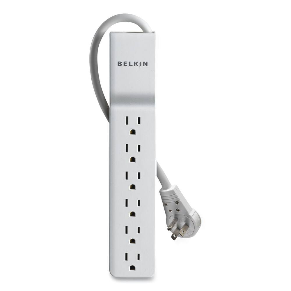 Front. Belkin - Belkin BE106000-06R 720 J 6 AC Outlets 6 ft. Cord Home/Office Surge Protector with Rotating Plug - White - White.