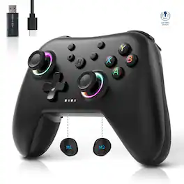 Dazzling Pops - aurora generation controller for windows pc android switch ios steam deck hall joysticks and rgb light - Black