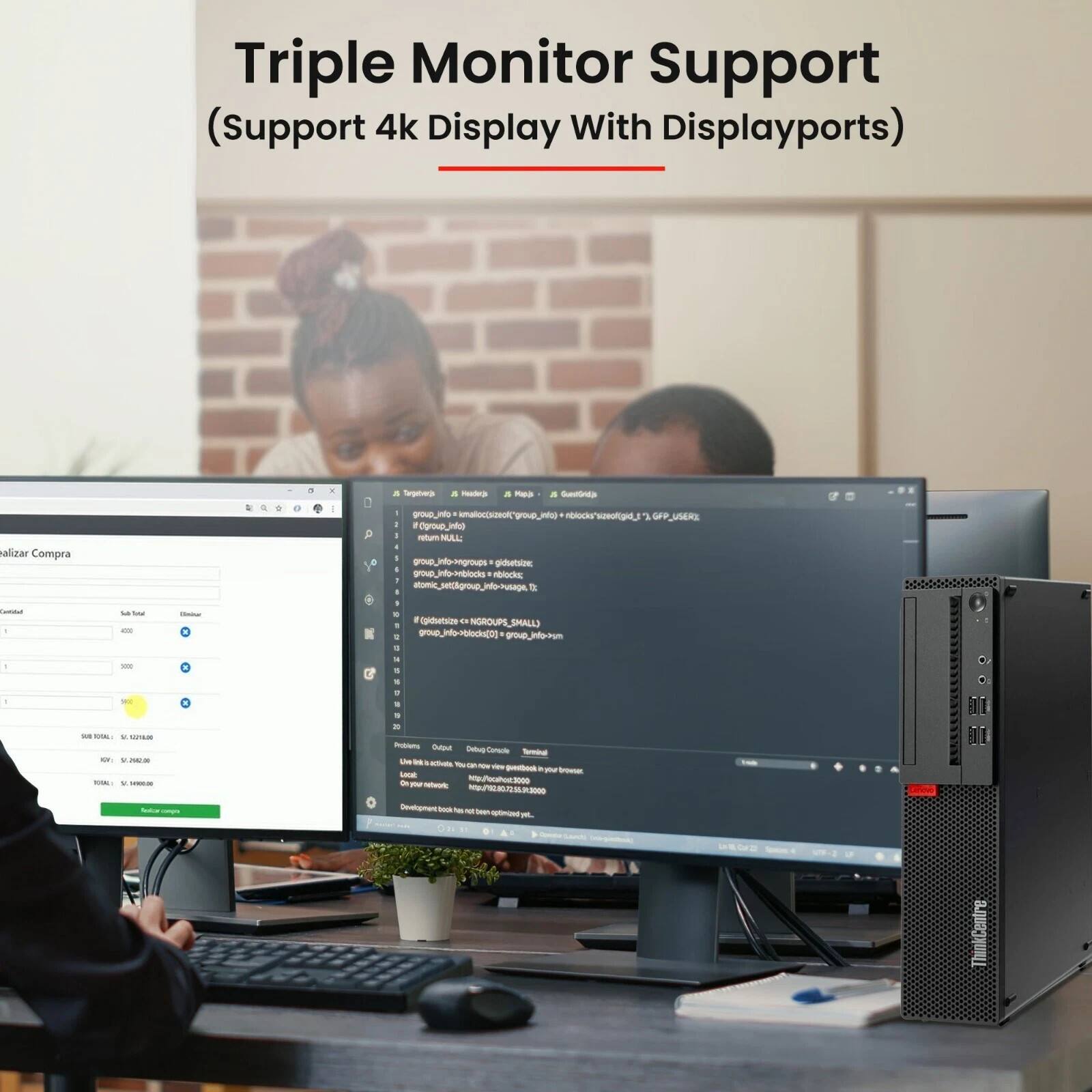Triple Monitor Support (Support 4k Display With Displayports)
