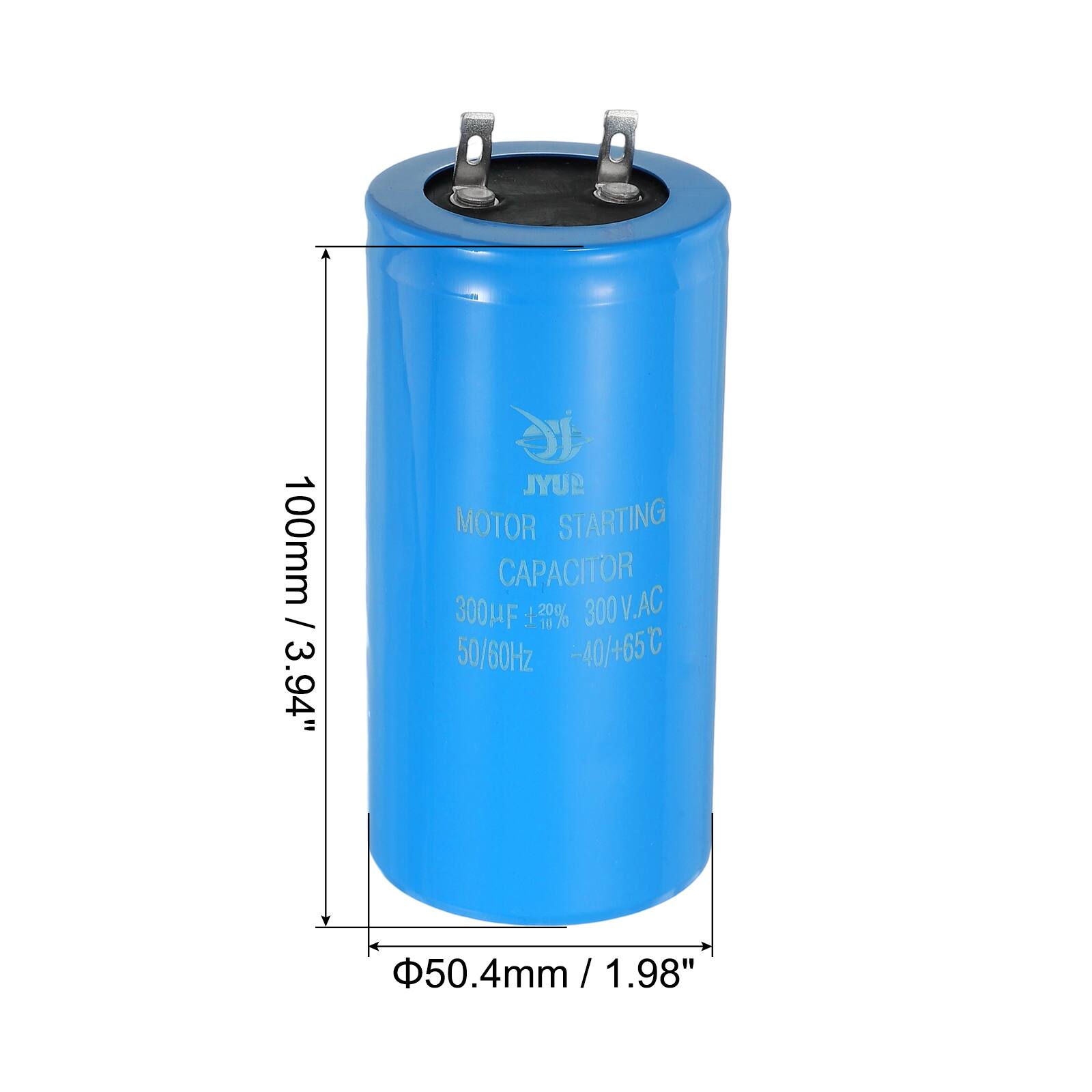 100mm / 3.94" te GUYL MOTOR STARTING CAPACITOR 300µF 30% 300V.AC 50/60Hz -40/+65°C 50.4mm / 1.98" / 1.98"