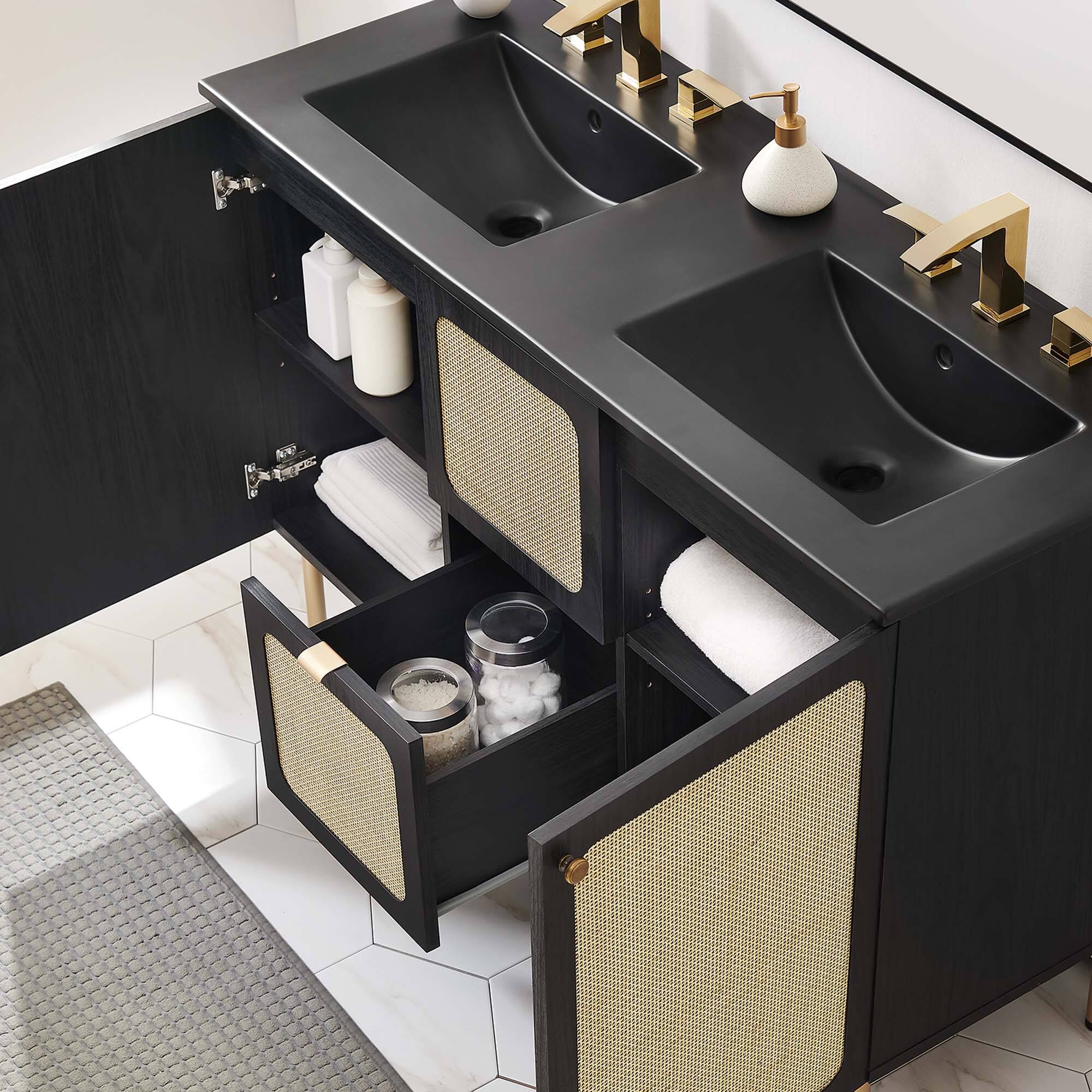 Alt View 1. Modway - Chaucer Bathroom Vanity with Black Basin Included by Modway - Black Black.