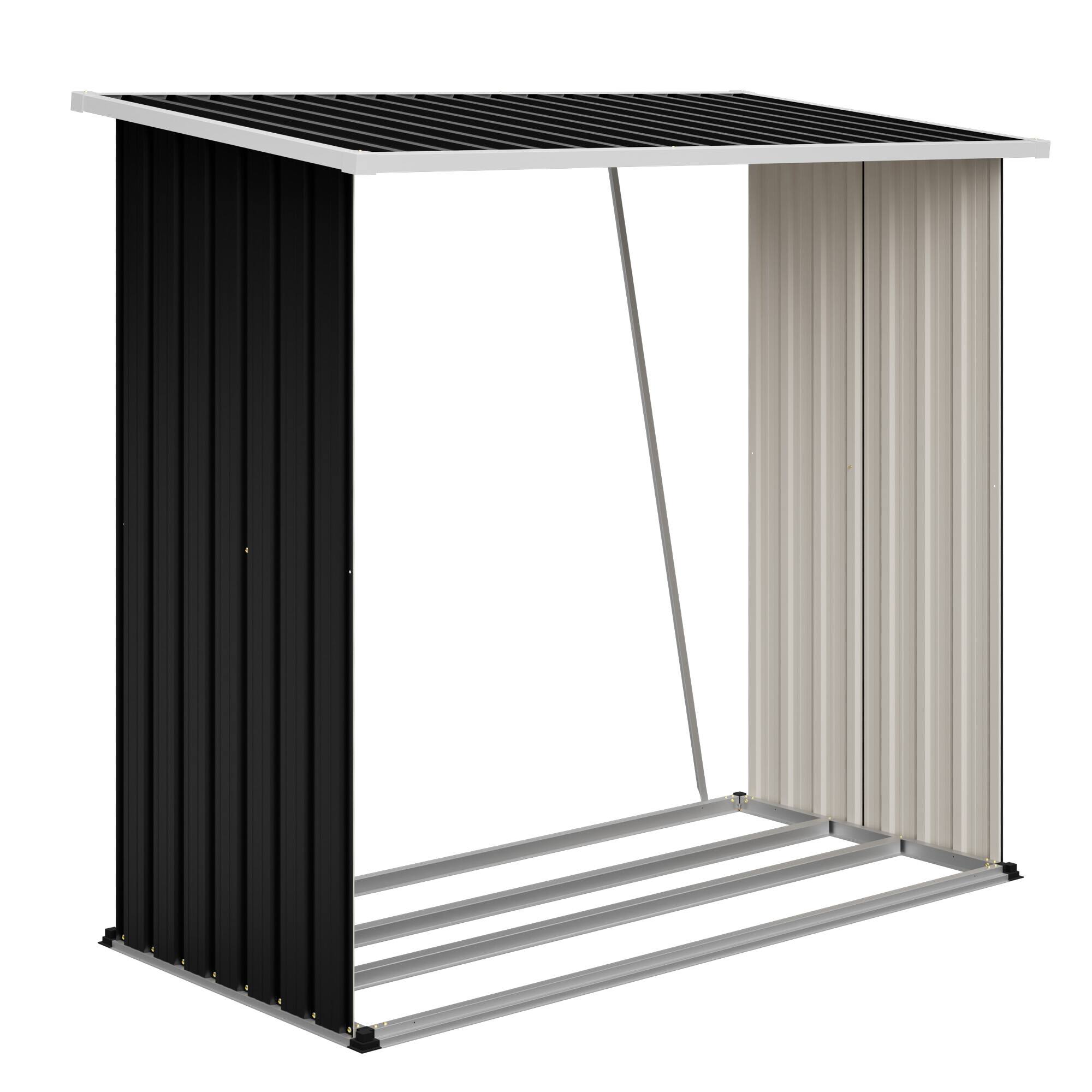 Alt View 7. Loheer - Loheer 62 Cu Ft Metal Storage Shed Weatherproof Outdoor Firewood Rack Patio Organizer for Lawn Mower Yard Tool.