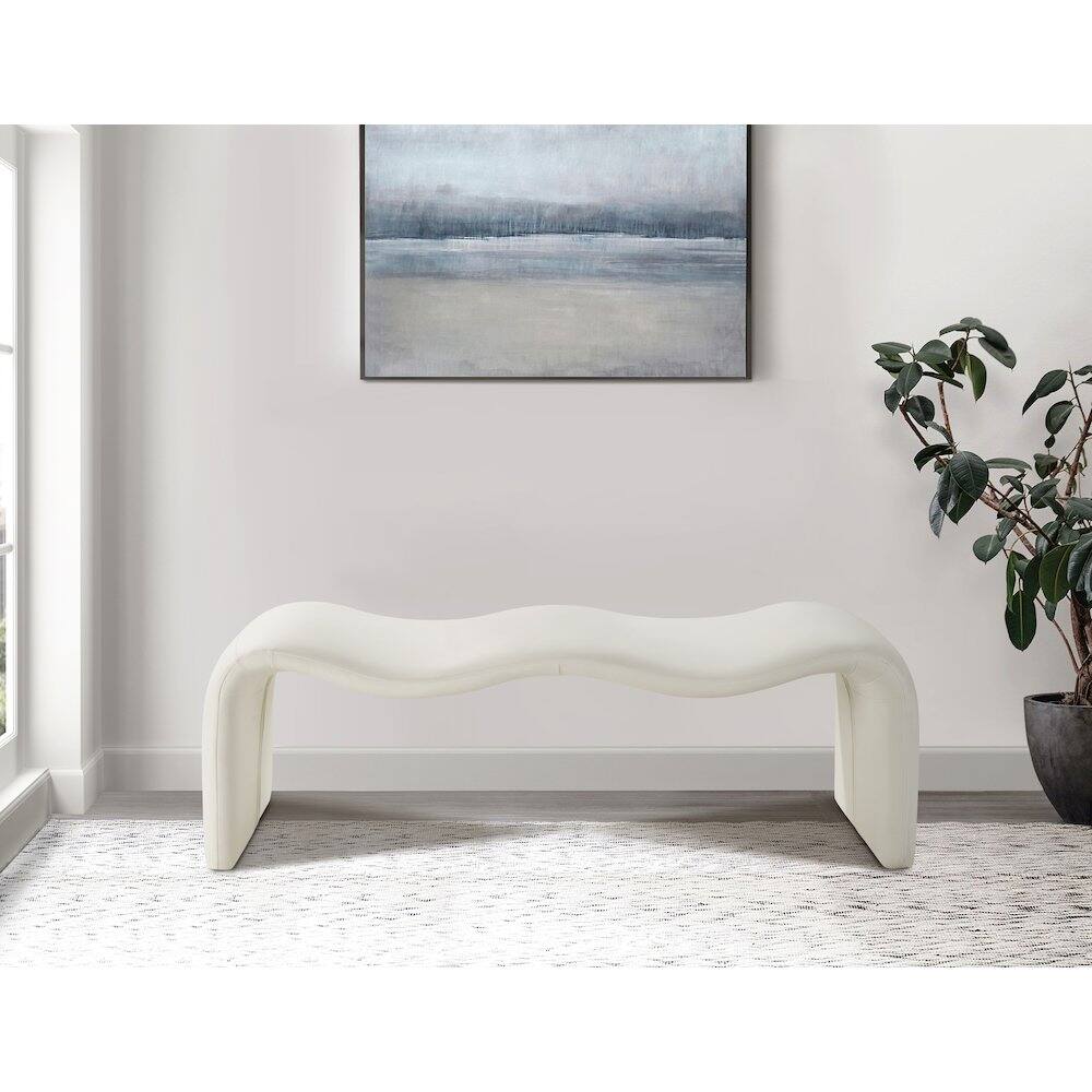 Alt View 1. Meridian Furniture - Willow Cream Vegan Leather Bench - Beige.
