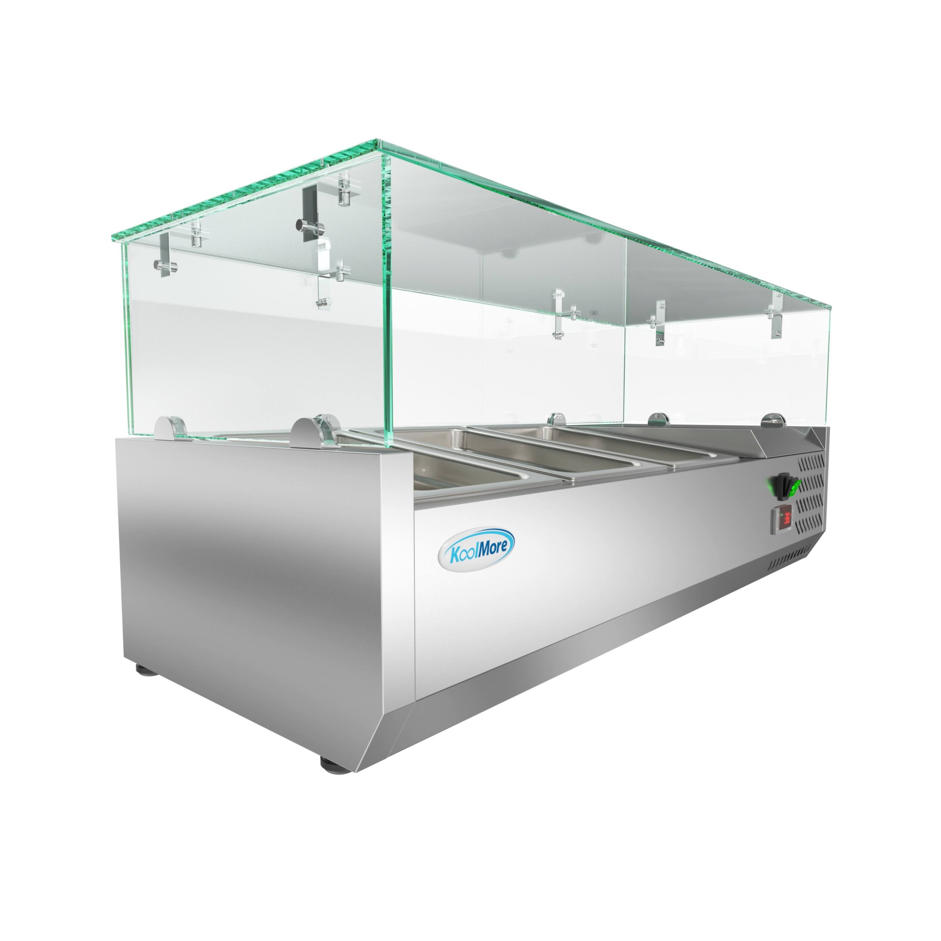 Alt View 2. Koolmore - 40 in. Three Pan Refrigerated Countertop Condiment Prep Station - SCDC-3P-SSL - Stainless-Steel.