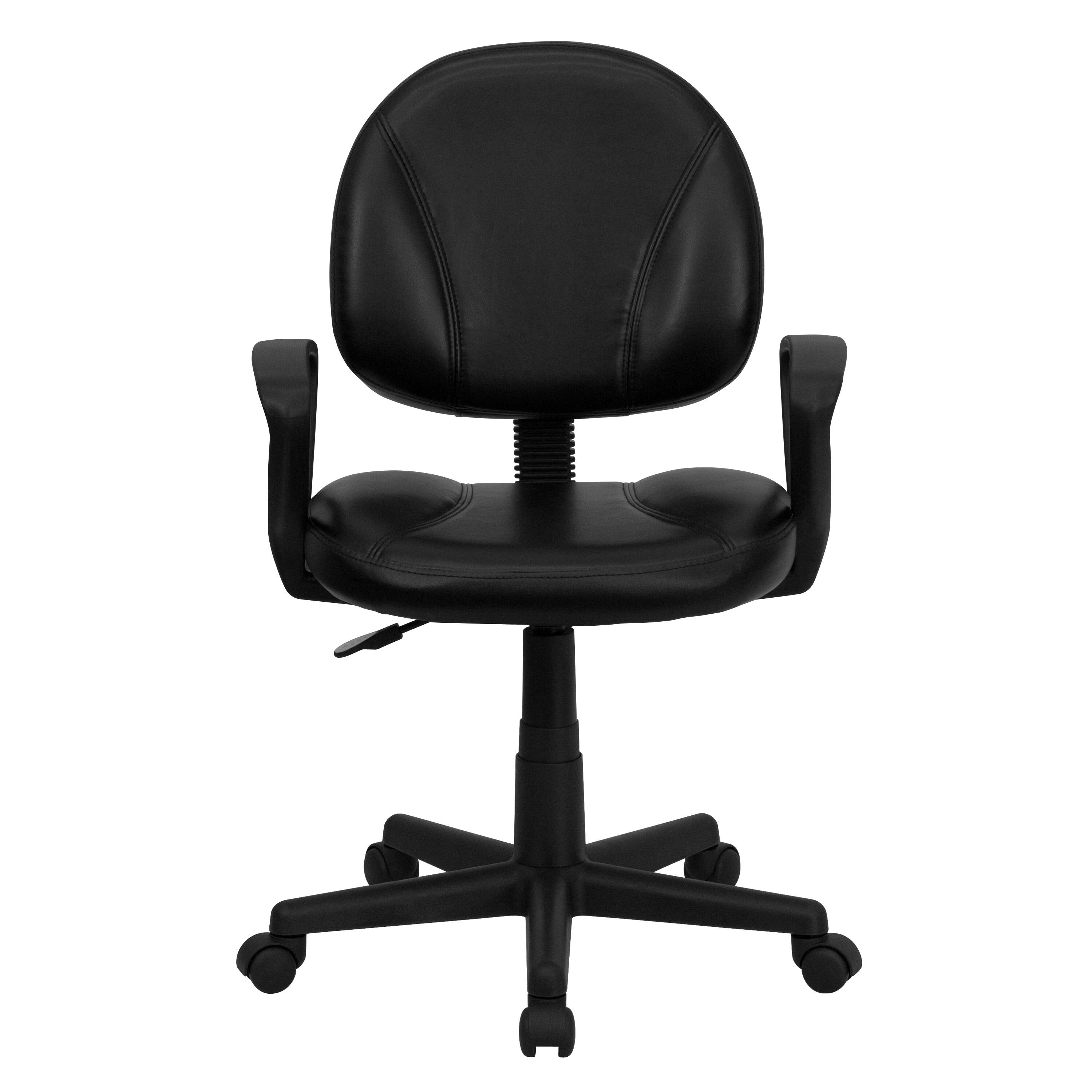 Alt View 7. Emma + Oliver - Mid-Back Leather Swivel Ergonomic Task Office Chair with Back Depth Adjustment and Arms - Black.