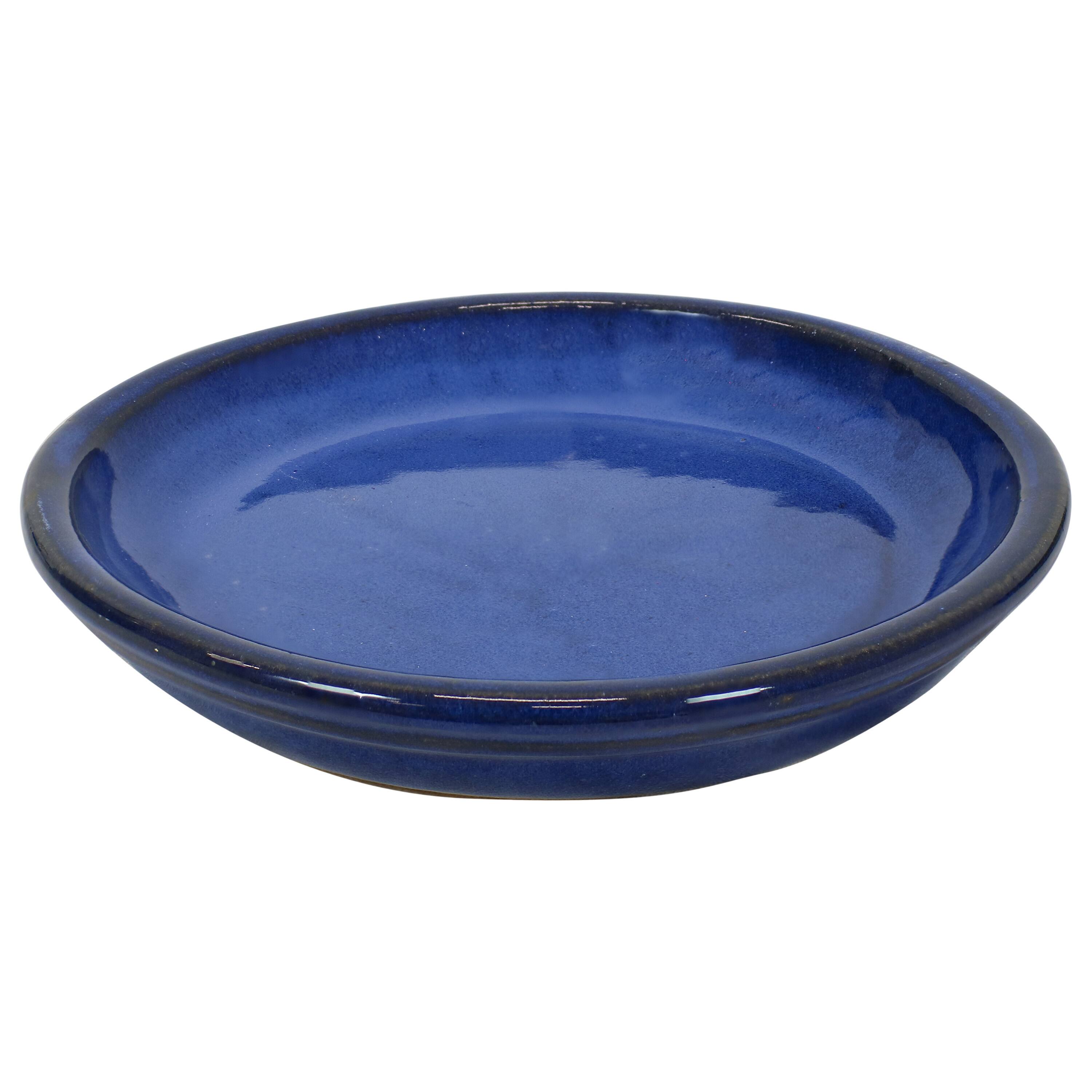Alt View 5. Sunnydaze - 12” Round Chalet Planters with Saucers - Imperial Blue.