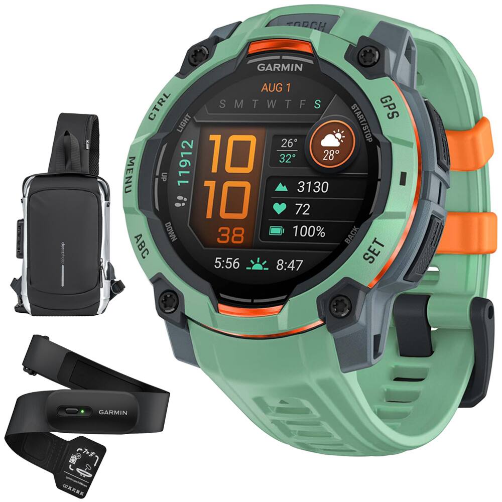 GARMIN  
AUG 1  
SMTWTFS  
10 10 38  
26° 32° 28°  
3130 72 100%  
5:56 8:47  
GPS  
START/STOP  
CTRL  
LIGHT  
1912  
MENU  
UP  
DOWN  
BACK  
SET  
TORCH  
GPS  
GARMIN  
GARMIN