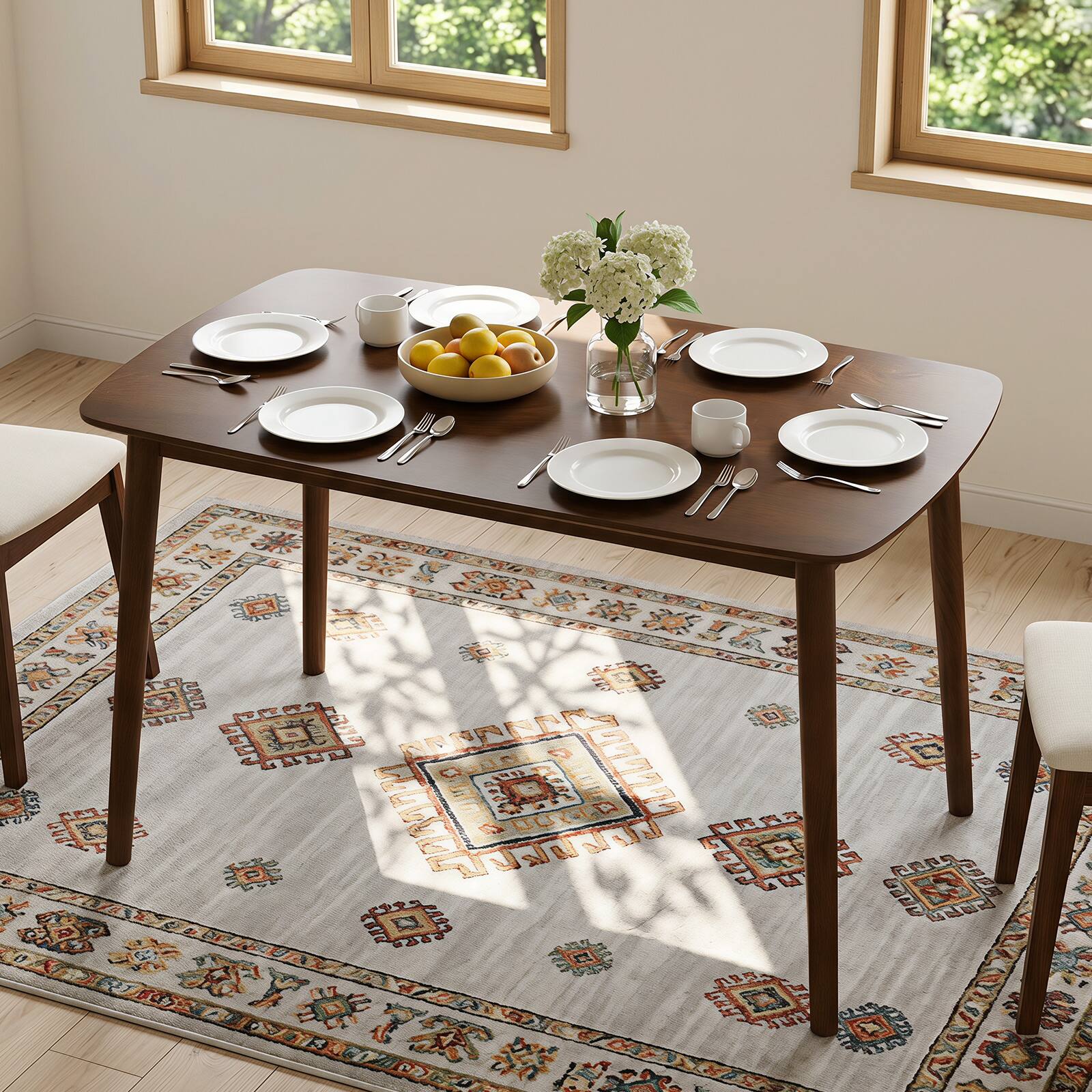 Alt View 1. Gymax - Gymax Farmhouse Dining Table for 4 Rectangular Rubber Wood Kitchen Table w/Solid Frame Coffee - Gray.