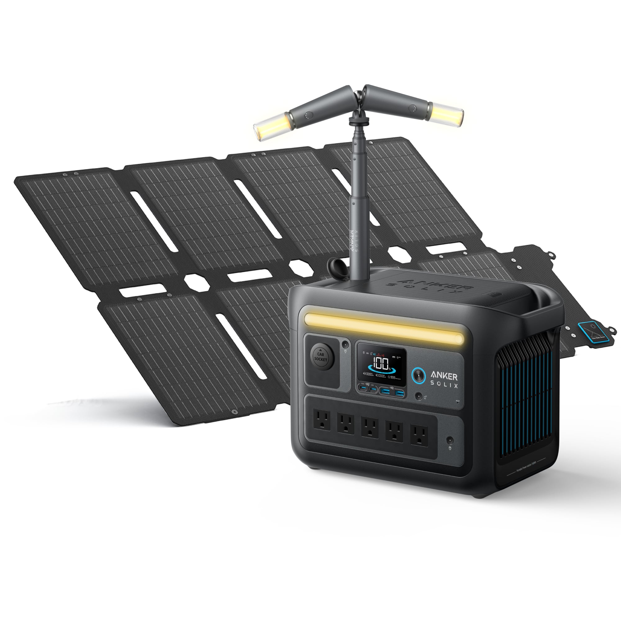 Anker - SOLIX C800X Solar Generator (768Wh) 2-in-1 Camping Power Pack (768 Wh Capacity) - Black