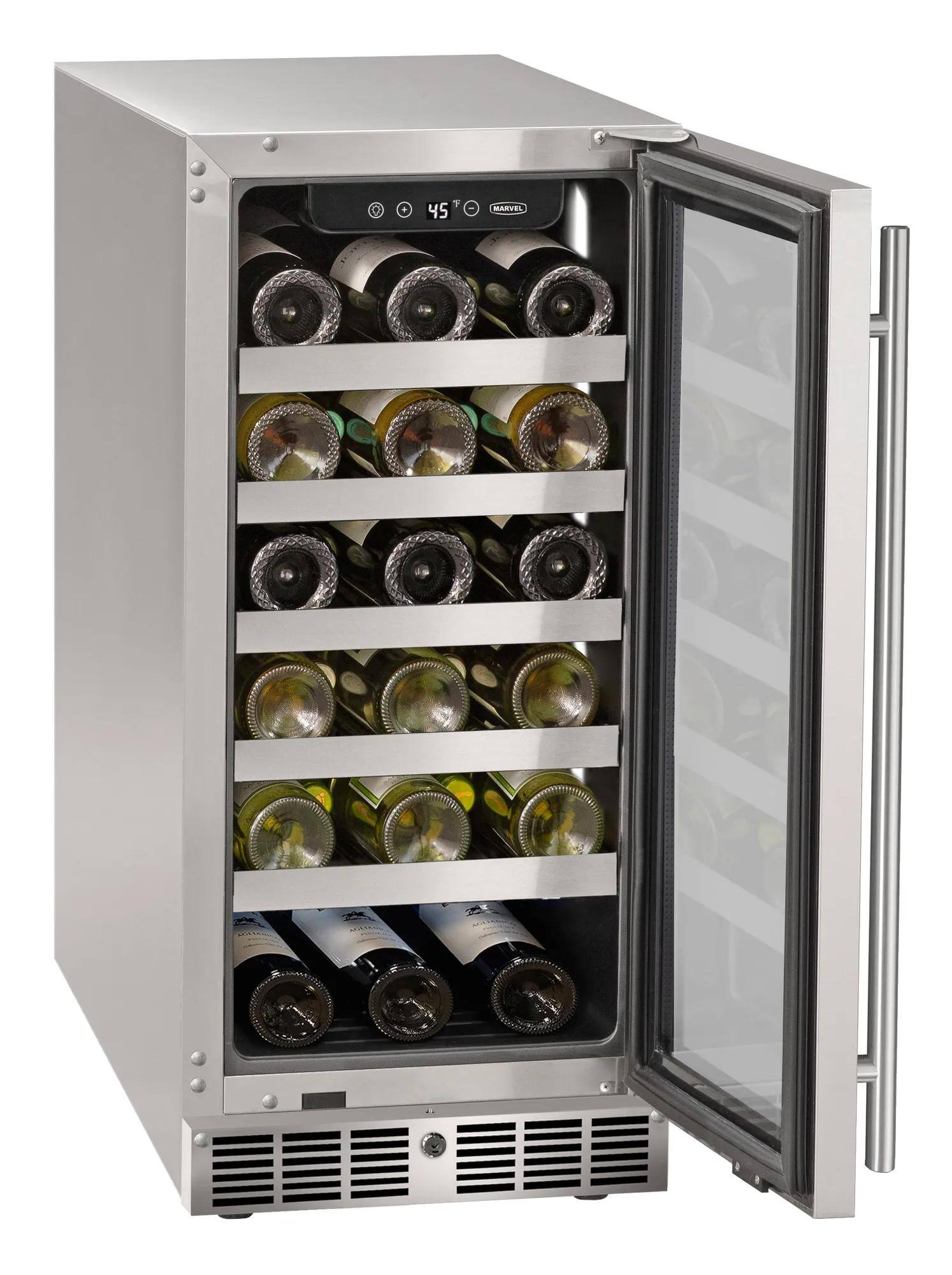 Alt View 1. Marvel - Marvel 15"W. 3.0 Cu.Ft. Built-In Wine Refrigerator-Stainless Steel Frame/Glass - Stainless Steel.